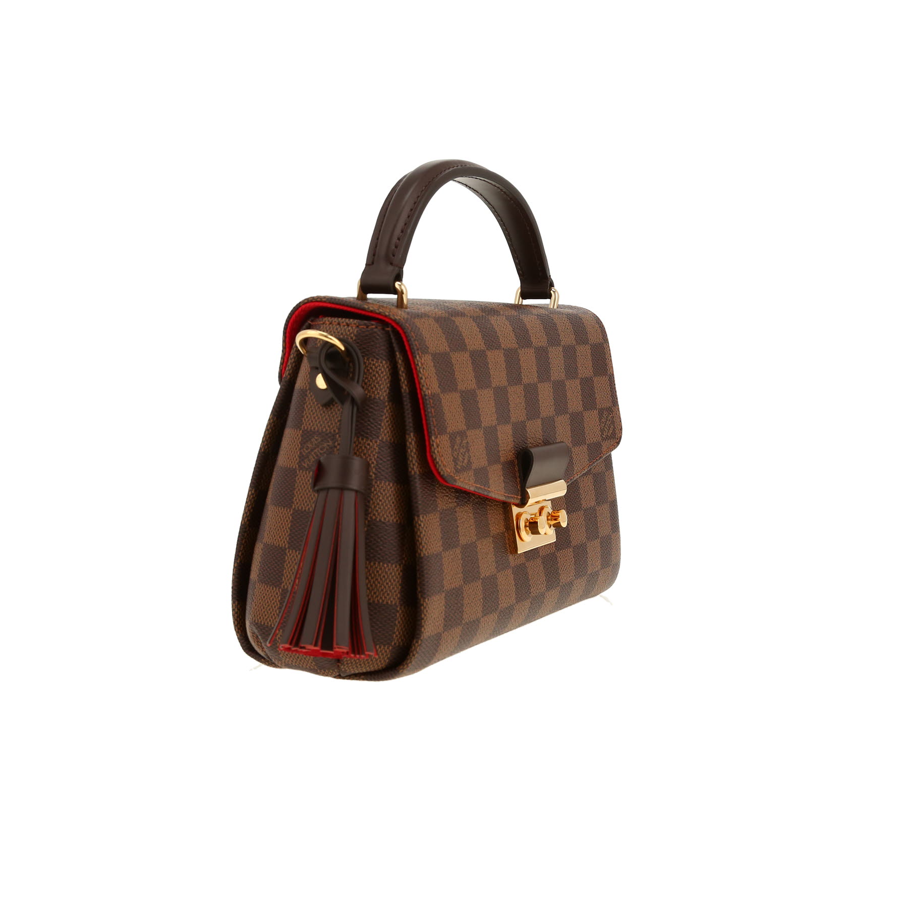 Louis Vuitton  Croisette shoulder bag  in ebene damier canvas  and brown leather
