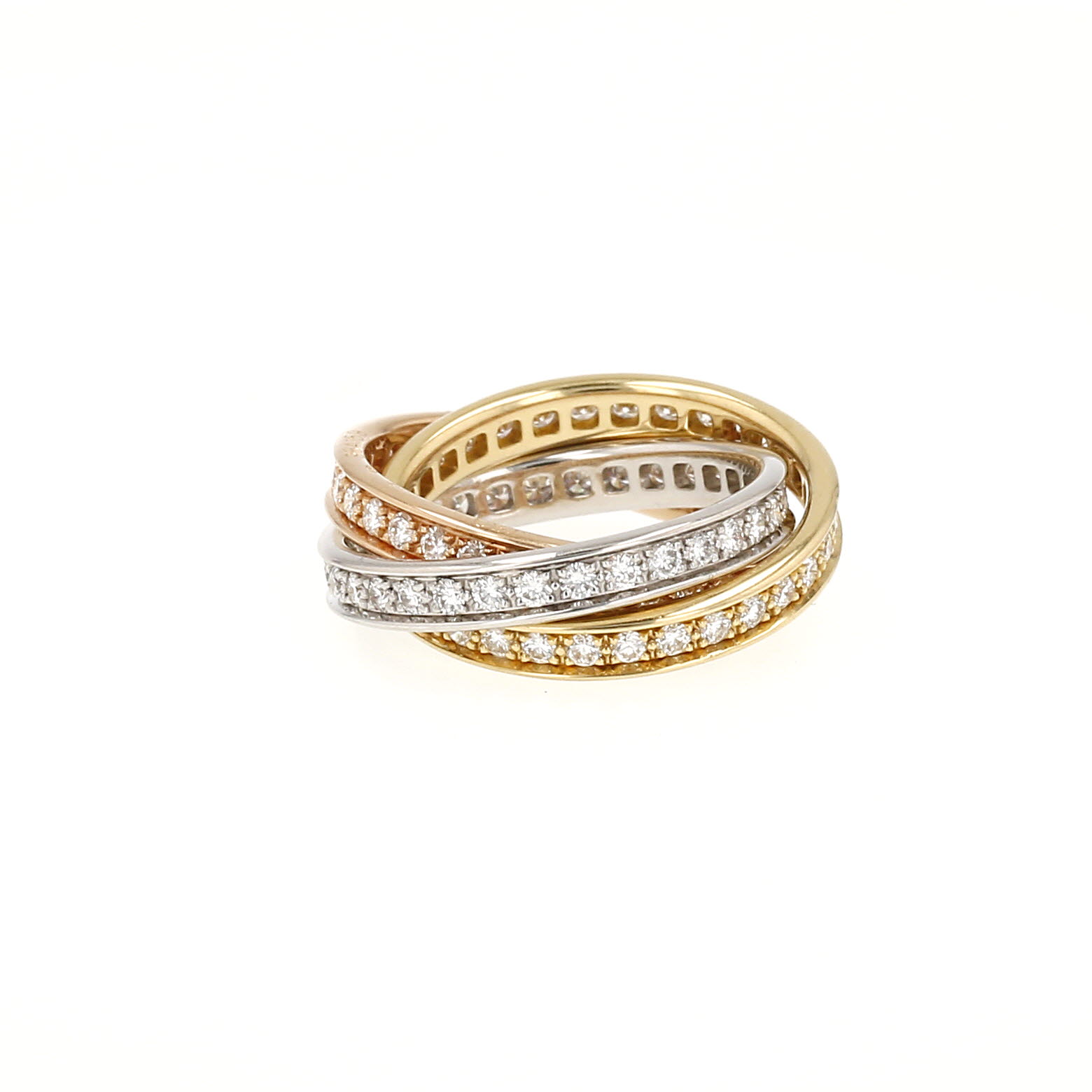 Cartier Trinity ring in 3 golds and diamonds