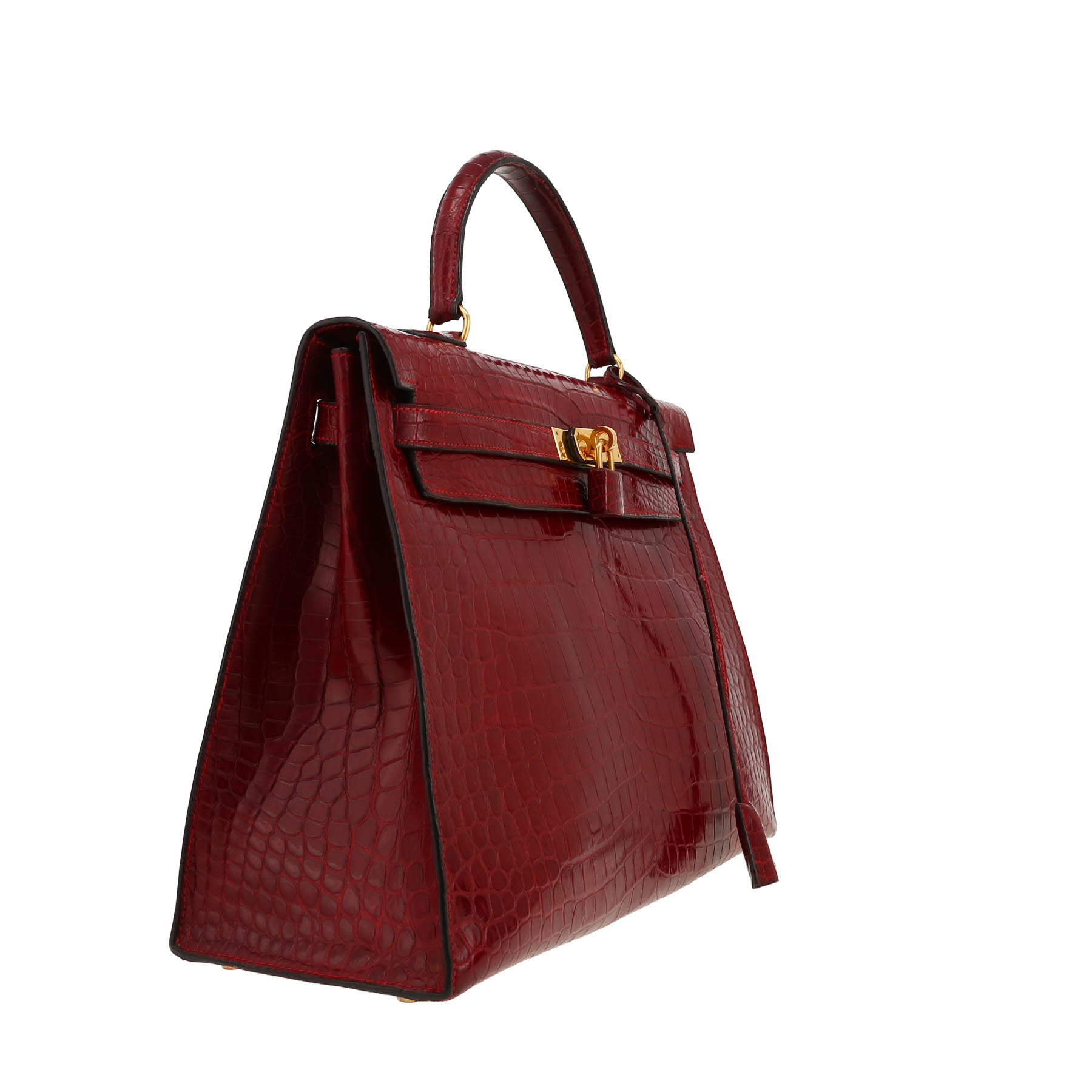 Hermès  Kelly 35 cm handbag  in red H porosus crocodile