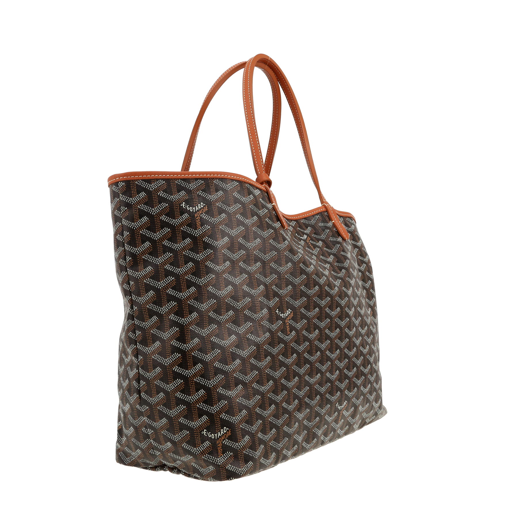 Bolso Cabás Goyard  Saint-Louis en tela Goyardine negra y marrón y cuero marrón