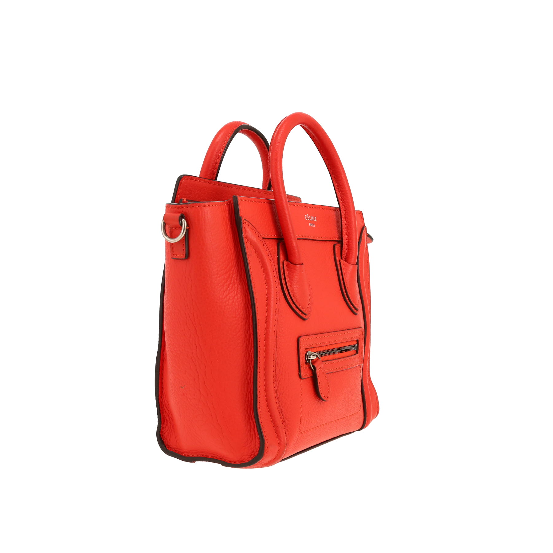 Borsa a tracolla Celine  Luggage Nano in pelle martellata rossa