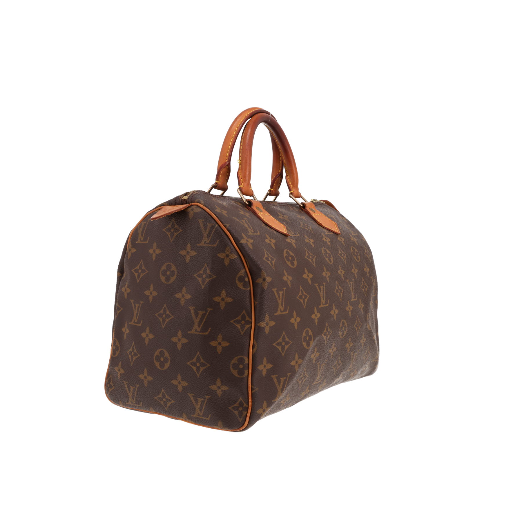 Borsa Louis Vuitton Speedy 30 in tela Monogram marrone e pelle naturale