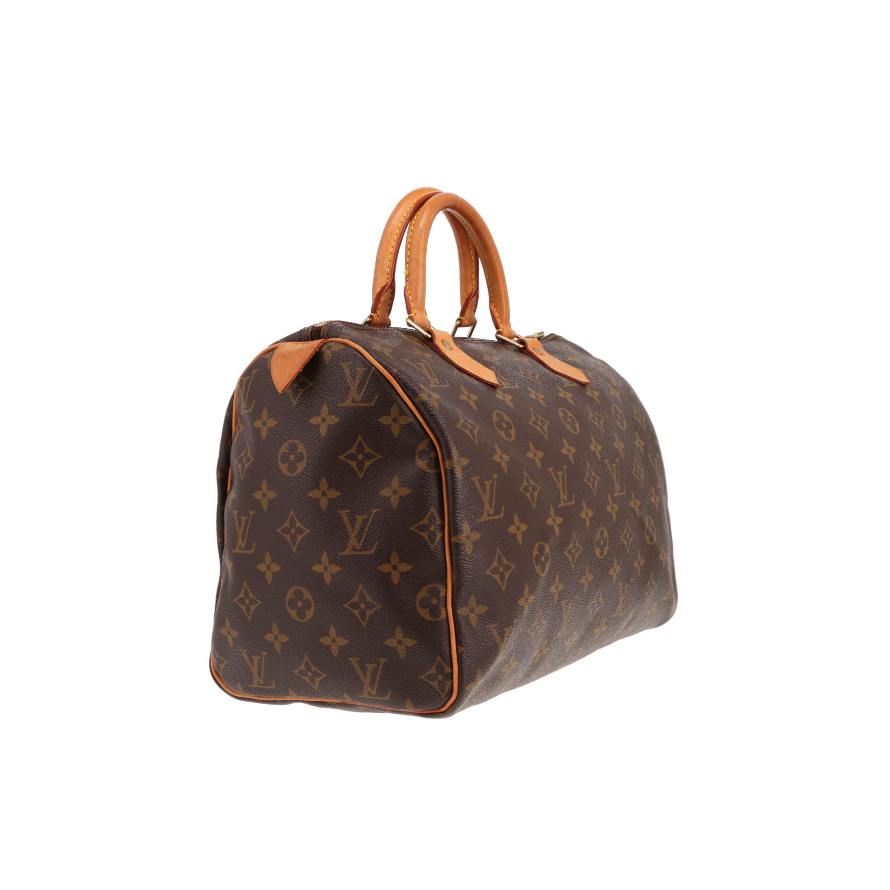 Sac à main Louis Vuitton  Speedy 30 en toile monogram marron et cuir naturel