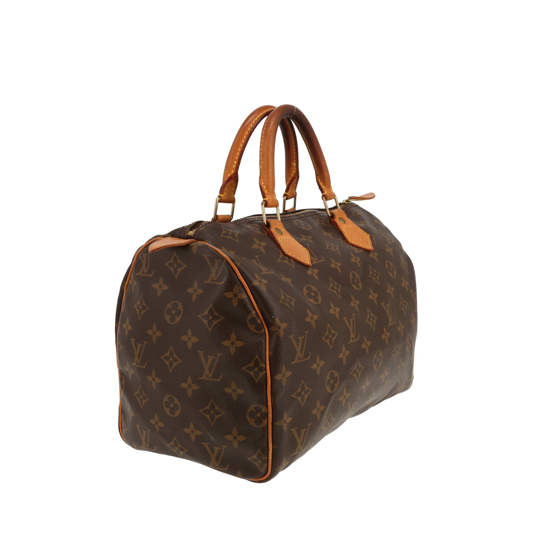 Louis Vuitton  Speedy 30 handbag  in brown monogram canvas  and natural leather