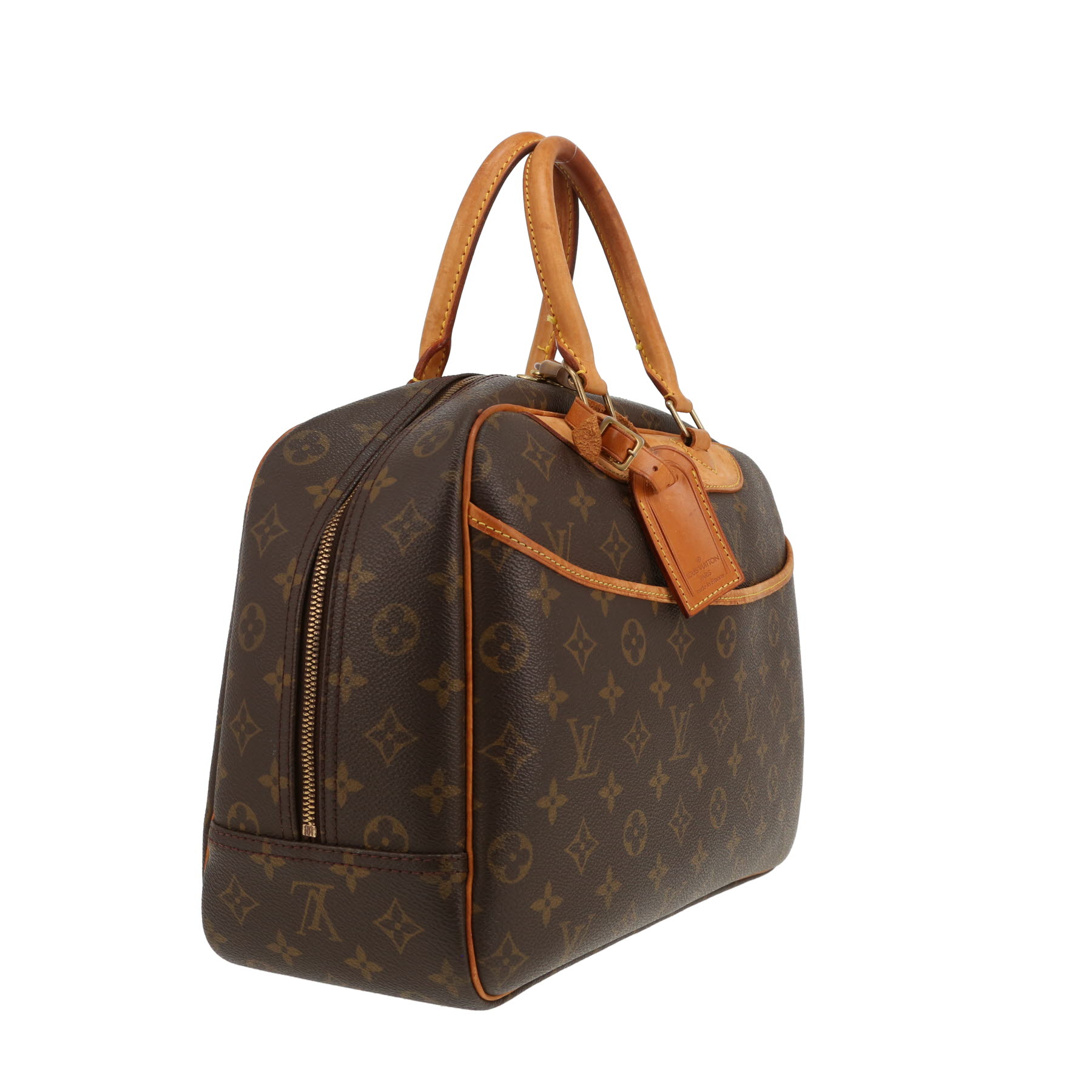 Louis Vuitton Deauville handbag in brown Monogram canvas and natural leather