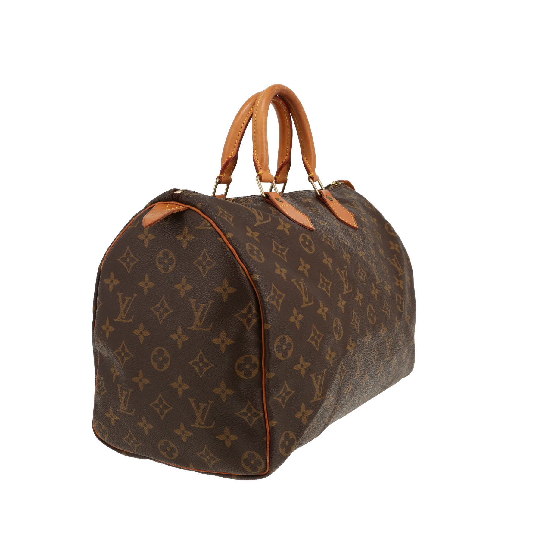 Sac à main Louis Vuitton  Speedy 35 en toile monogram marron et cuir naturel