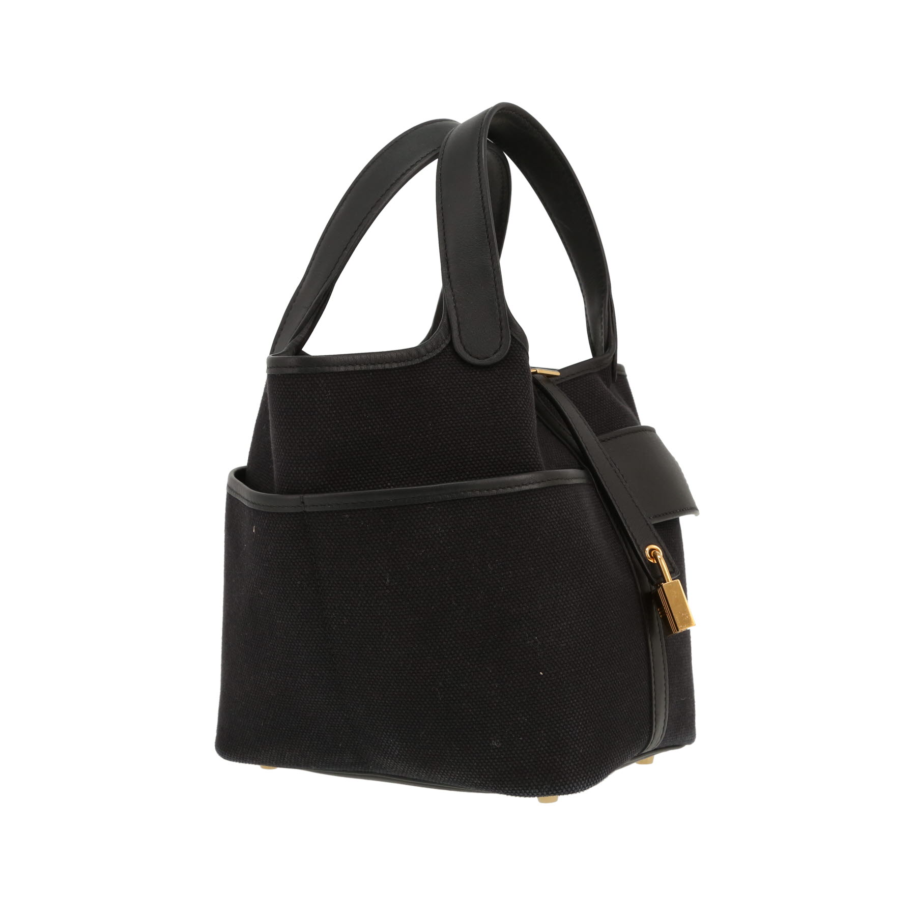 Borsa Hermès  Picotin Cargo in tela nera e pelle Swift nera