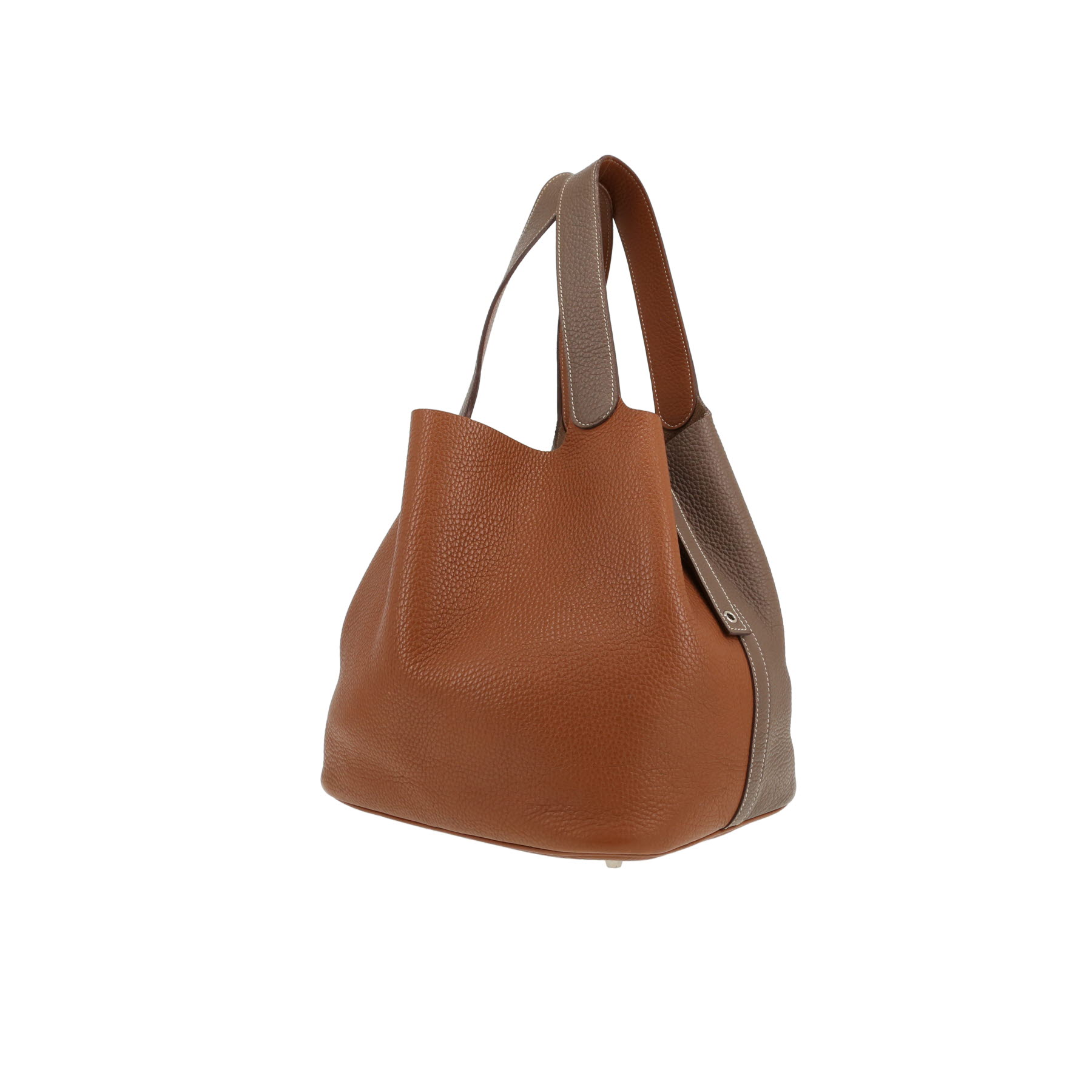 Hermès Picotin 26 cm handbag in Gold Togo leather and Étoupe