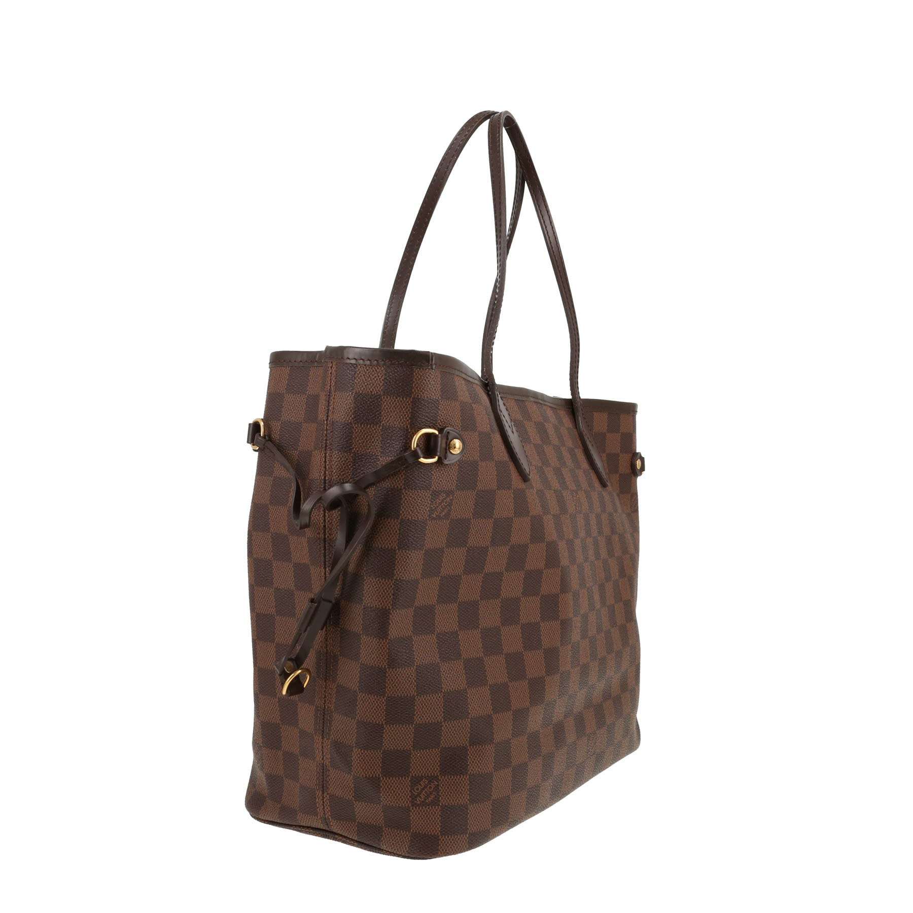 Sac cabas Louis Vuitton  Neverfull en toile damier ébène et cuir marron