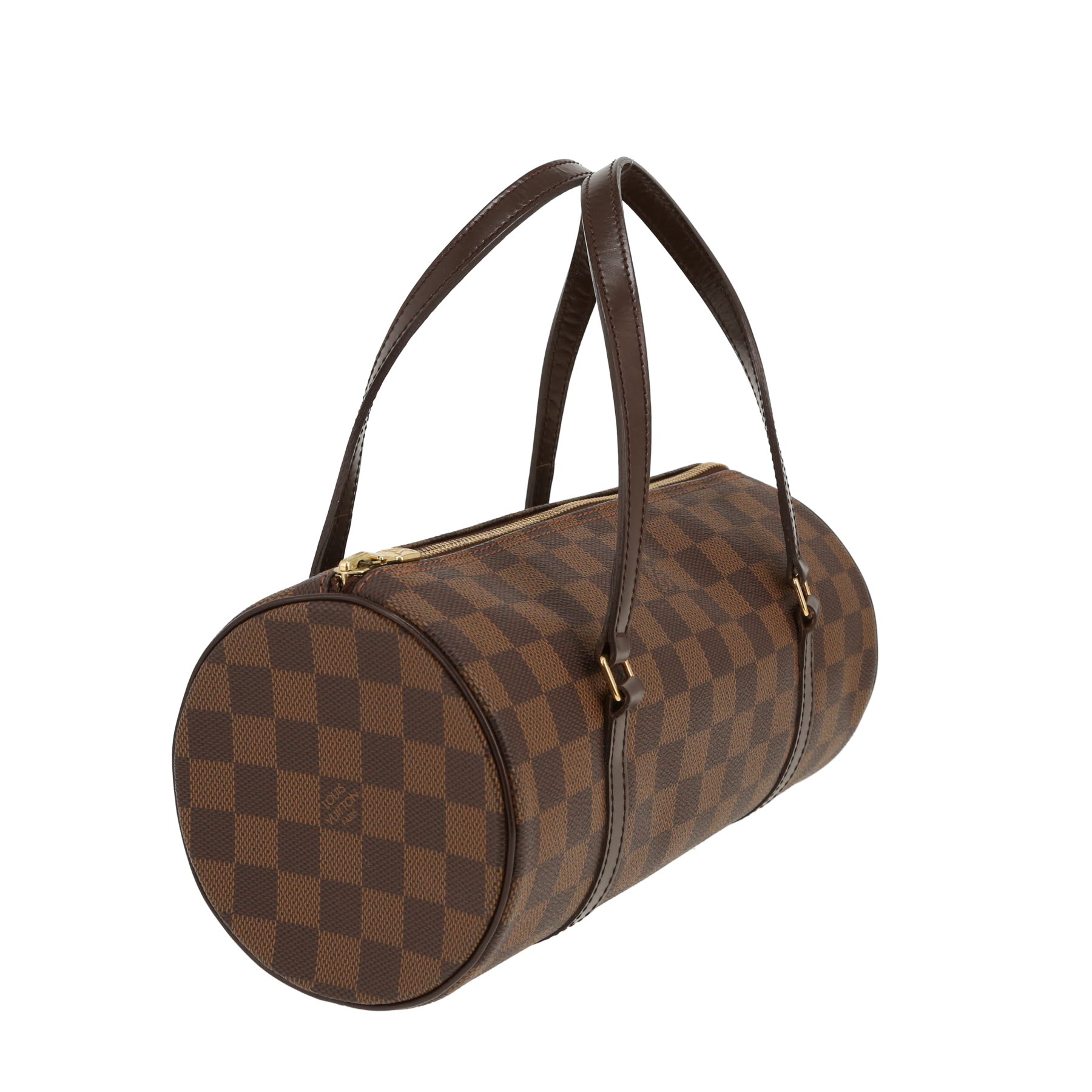 Bolso de mano Louis Vuitton  Papillon en lona a cuadros ébano y cuero marrón