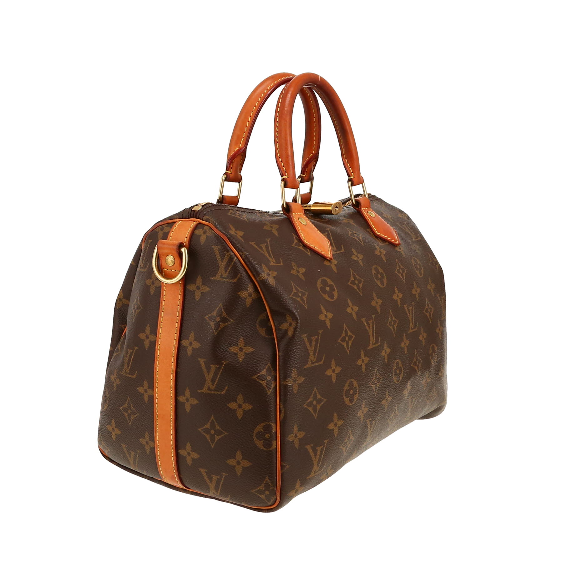 Louis Vuitton  Speedy 30 shoulder bag  in brown monogram canvas  and natural leather