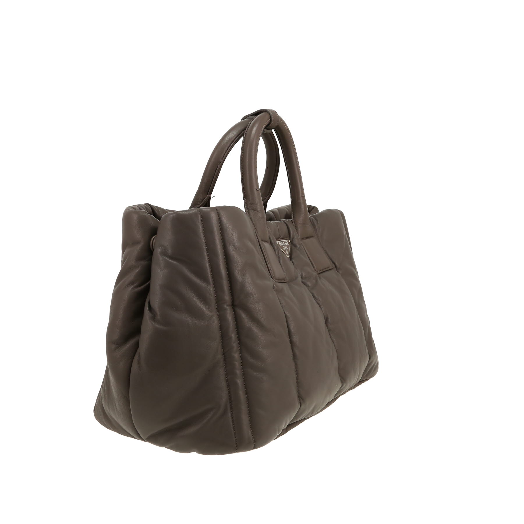 Prada   handbag  in grey quilted leather