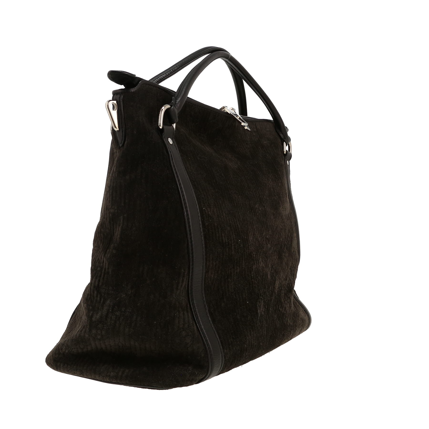 Louis Vuitton   handbag  in grey velvet  and black leather