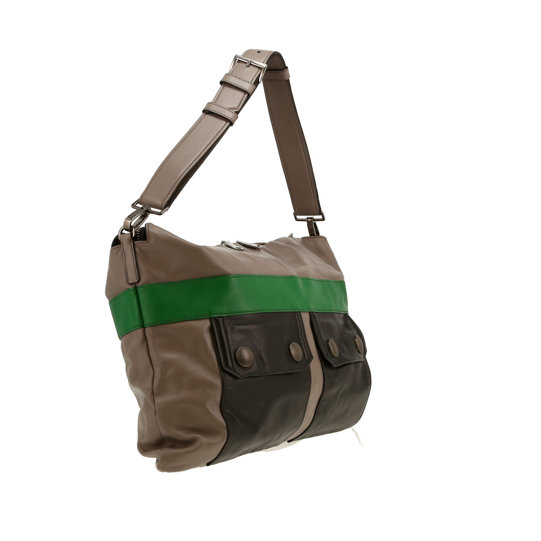 Miu Miu   handbag  in grey, black and green leather