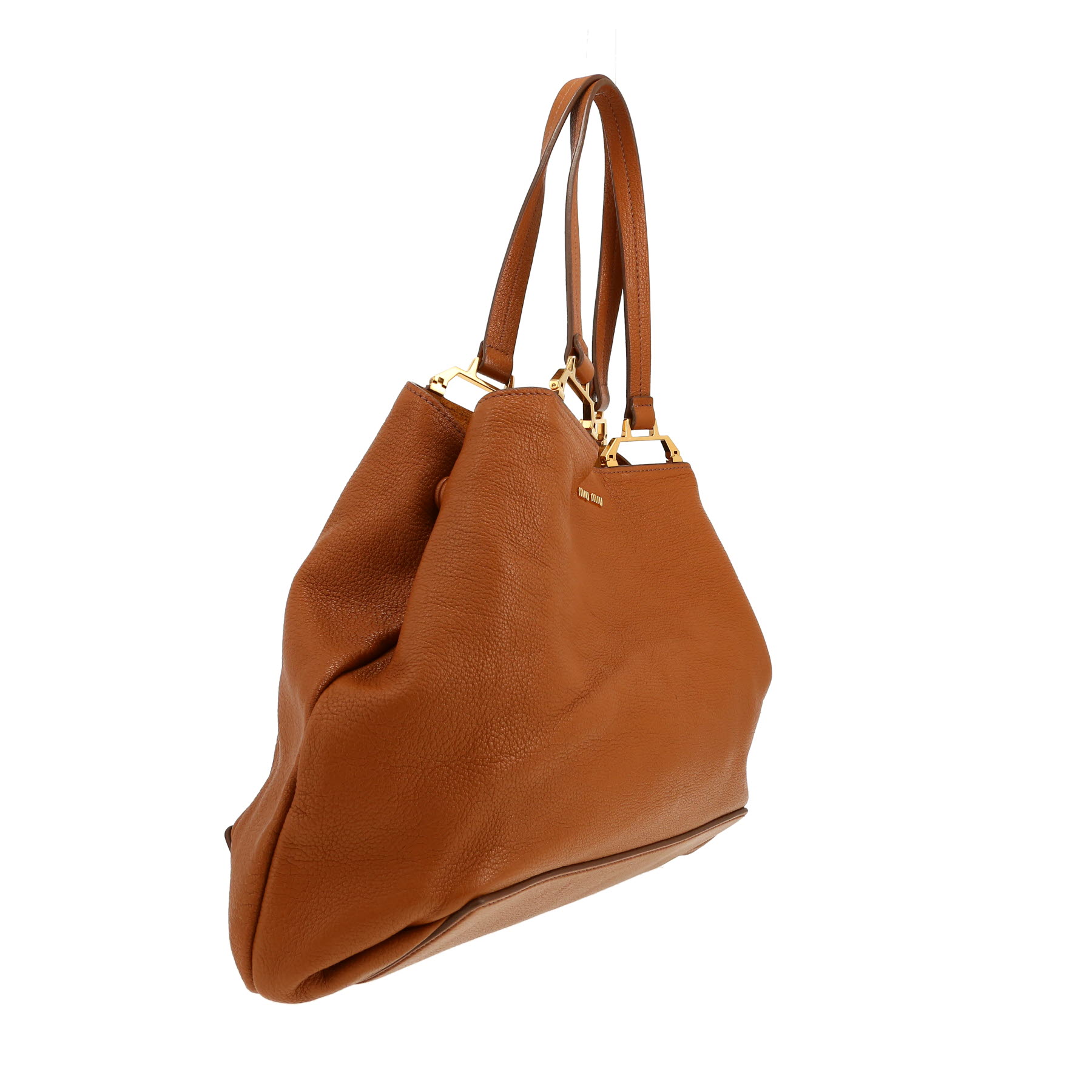 Miu Miu   shopping bag  in brown leather