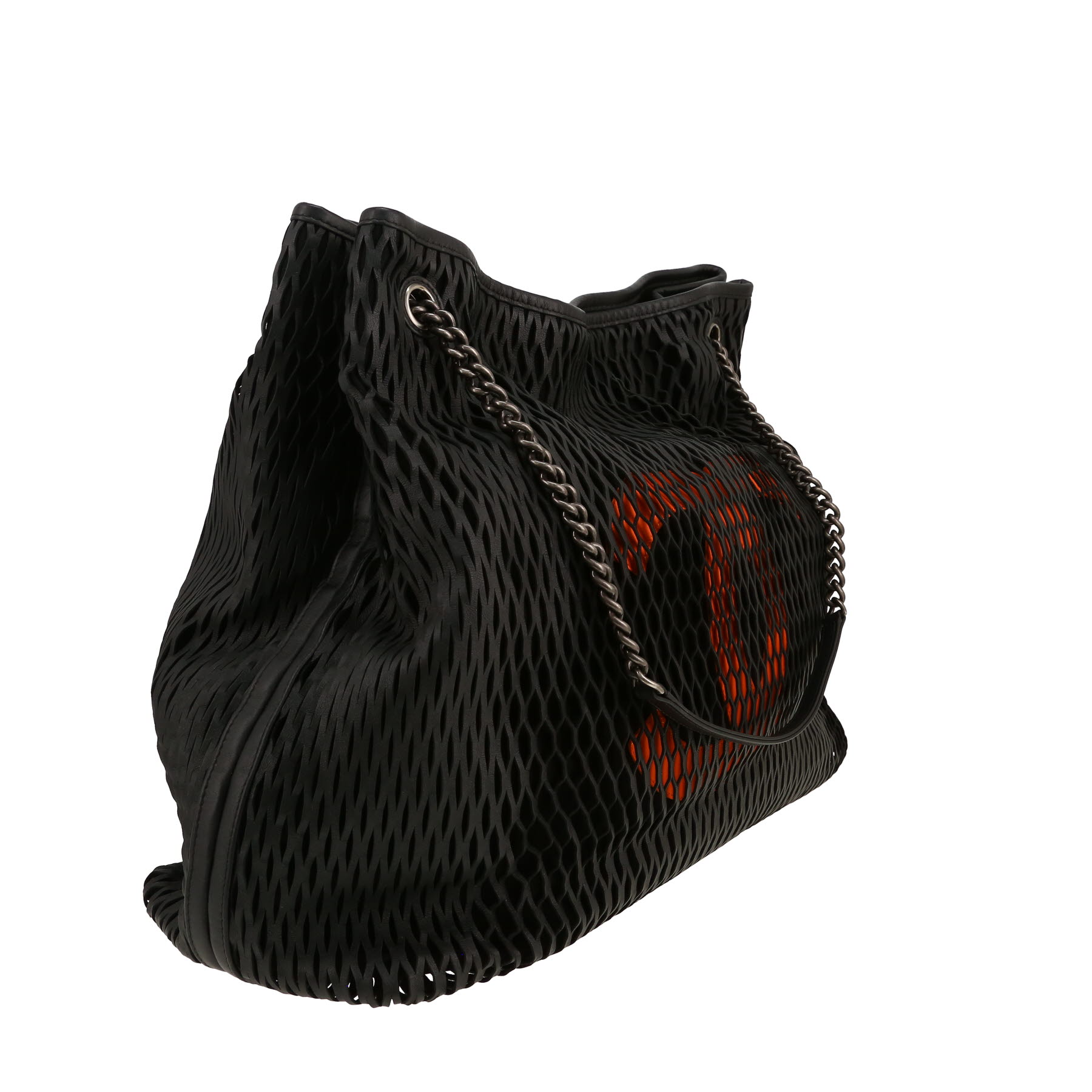 Sac à main Chanel  en cuir perforé noir
