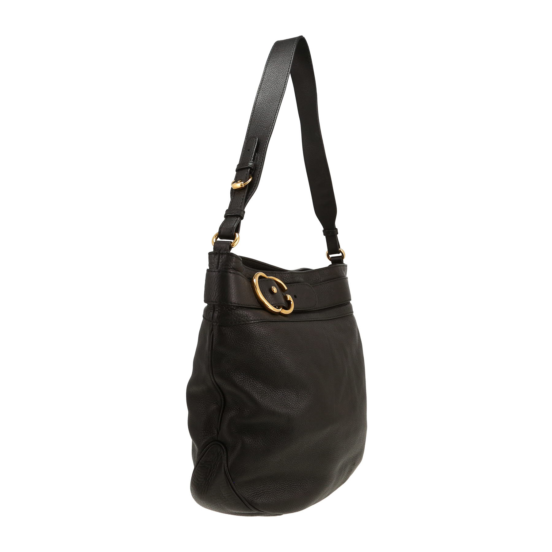 Gucci   handbag  in black grained leather