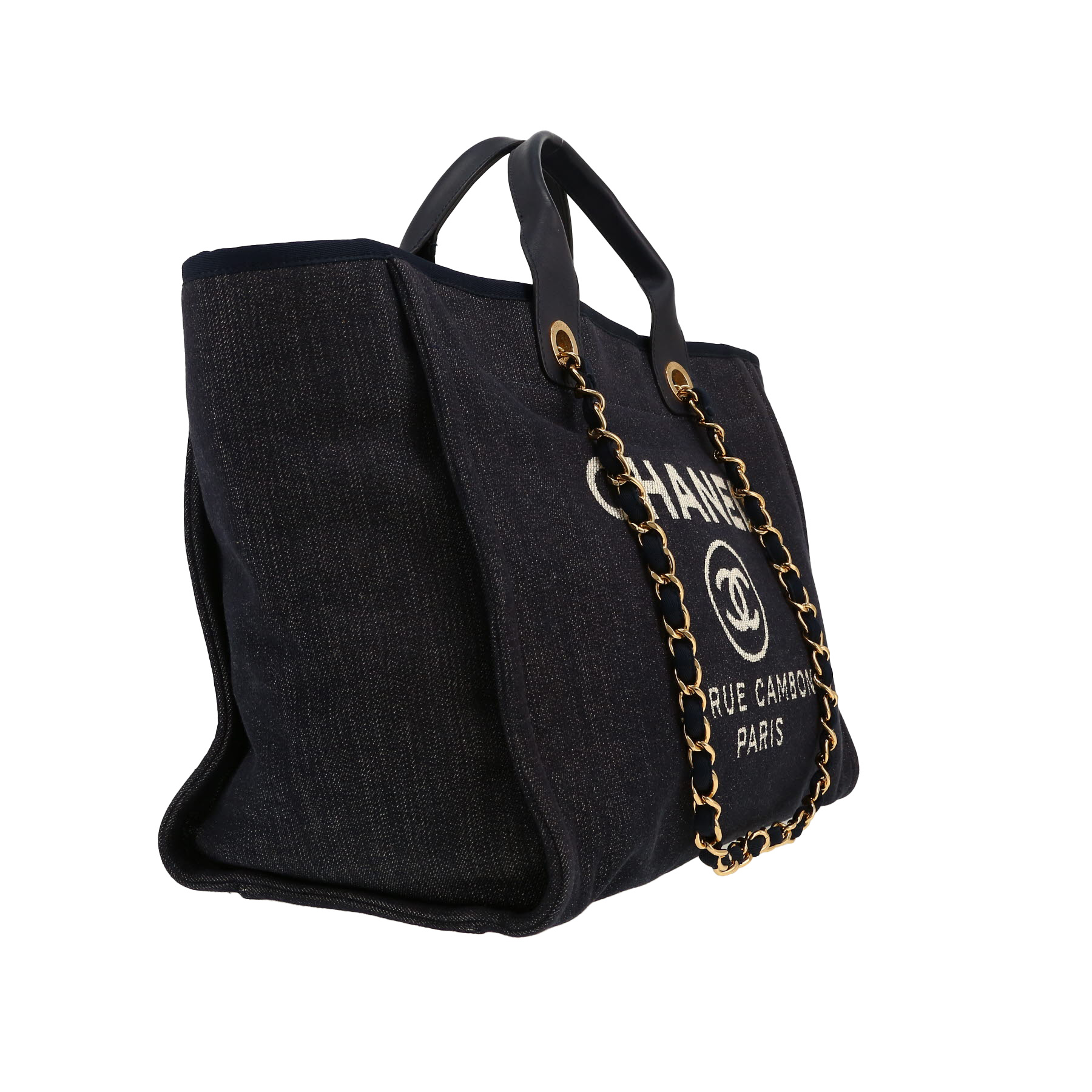 Chanel  Deauville shopping bag  in navy blue canvas  and navy blue leather