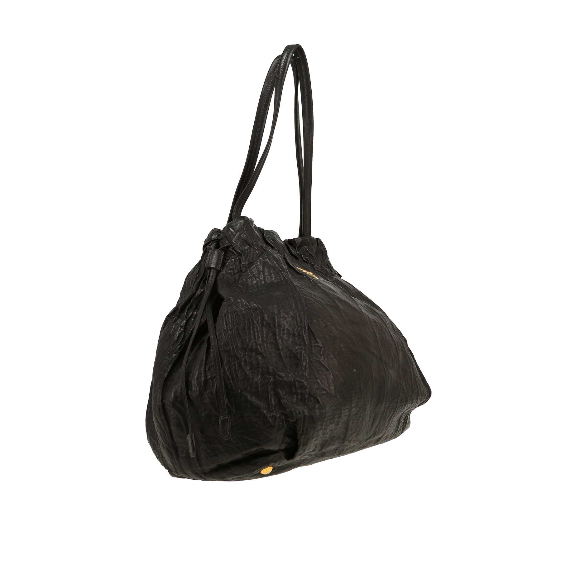 Prada   handbag  in black leather