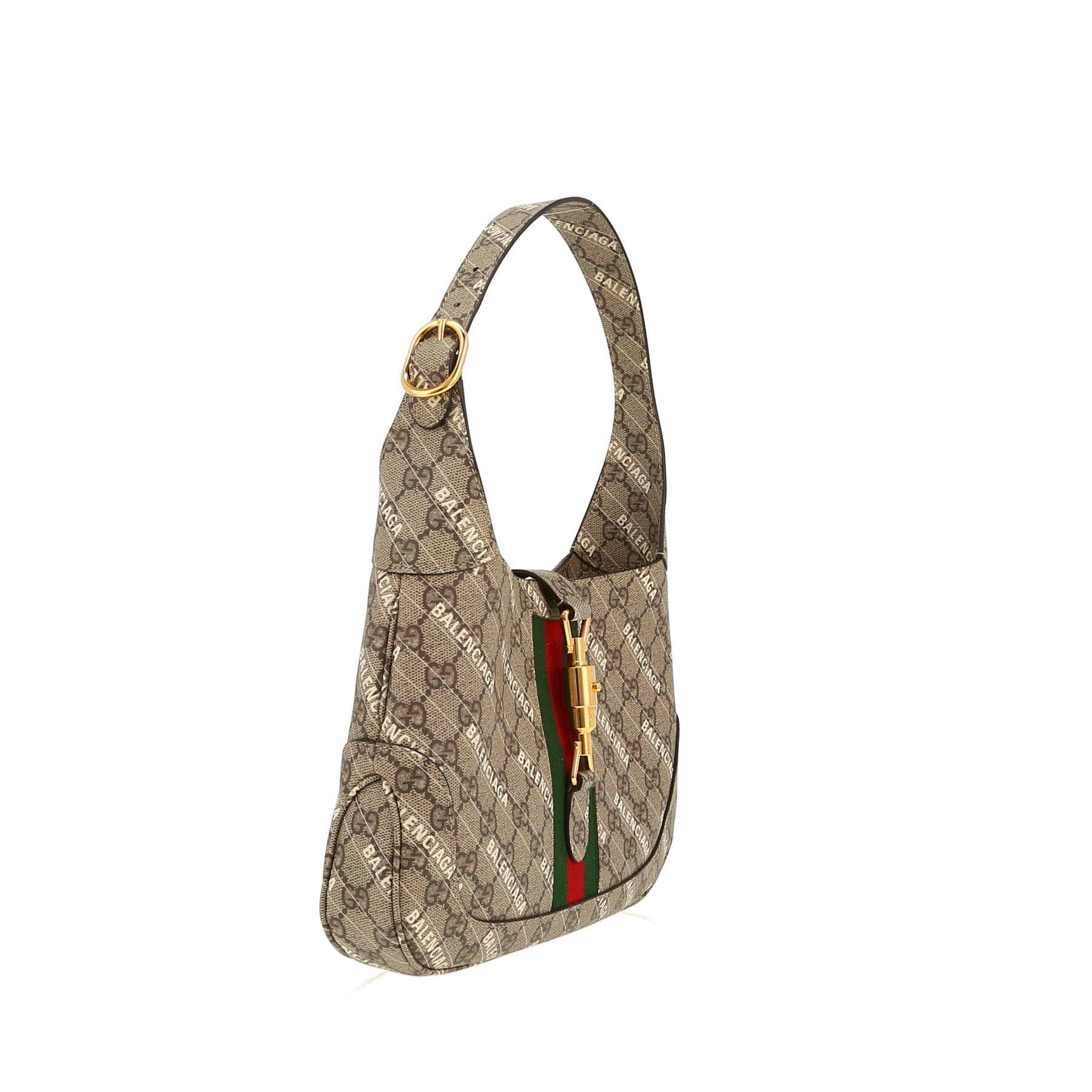 Gucci x Balenciaga Jackie 1961 handbag  in beige logo canvas  and bicolor canvas