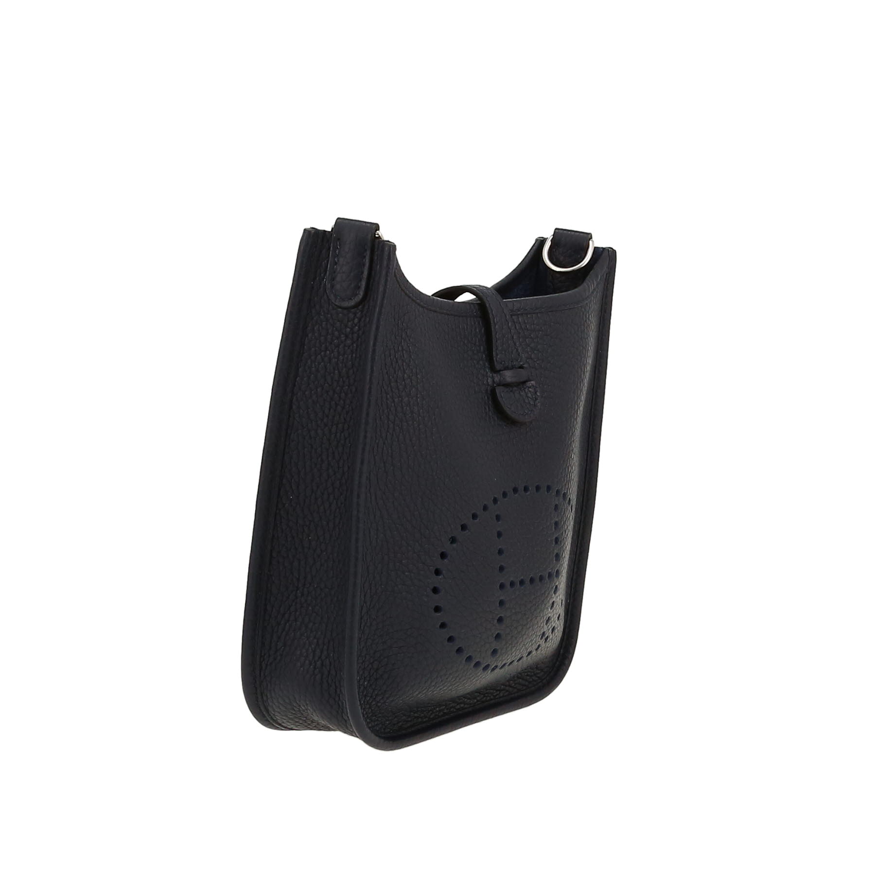 Hermès  Mini Evelyne shoulder bag  in navy blue leather taurillon clémence