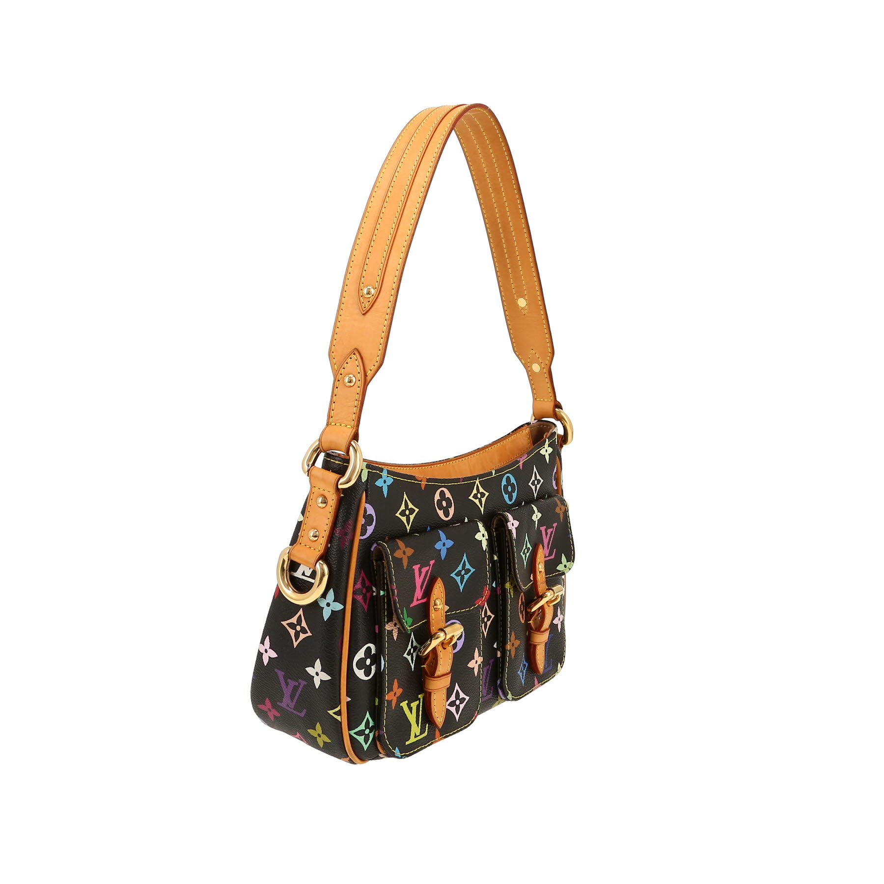Bolso de mano Louis Vuitton  Lodge en lona Monogram multicolor y negra y cuero natural