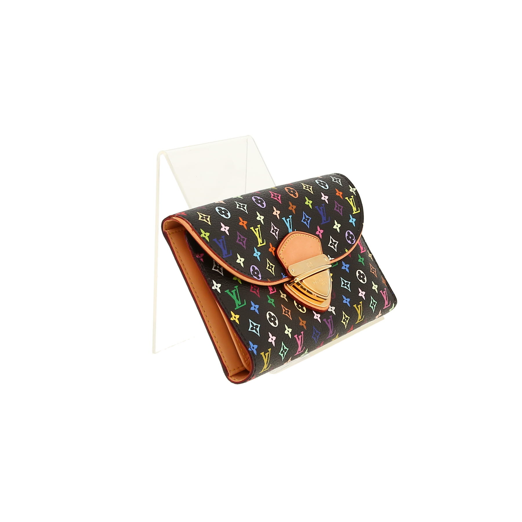 Portefeuille Louis Vuitton   en toile monogram multicolore noire et cuir naturel Portefeuille Louis Vuitton   en toile monogram multicolore noire et cuir naturel