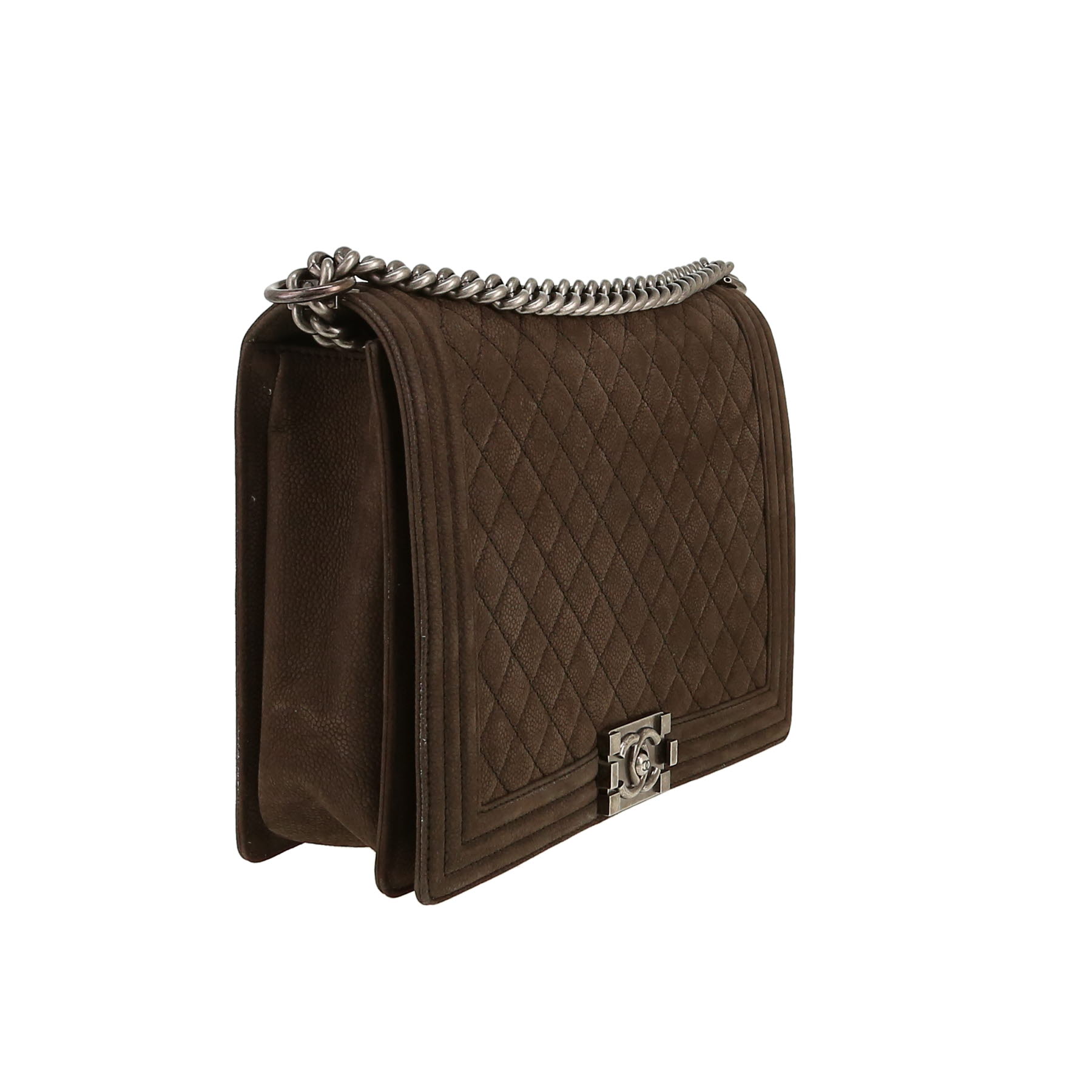 Chanel  Boy shoulder bag  in brown nubuck grained