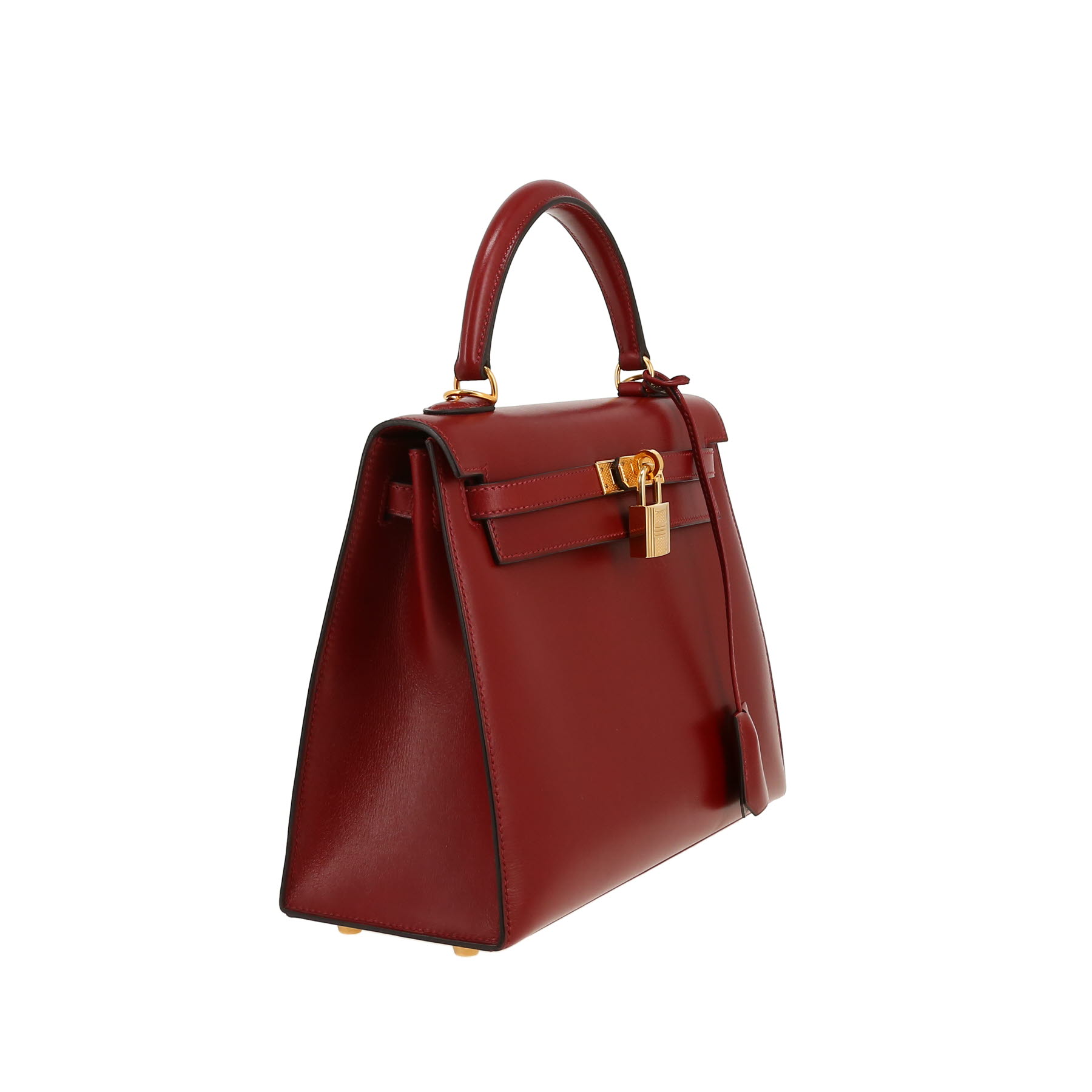 Hermès  Kelly 25 cm handbag  in burgundy box leather