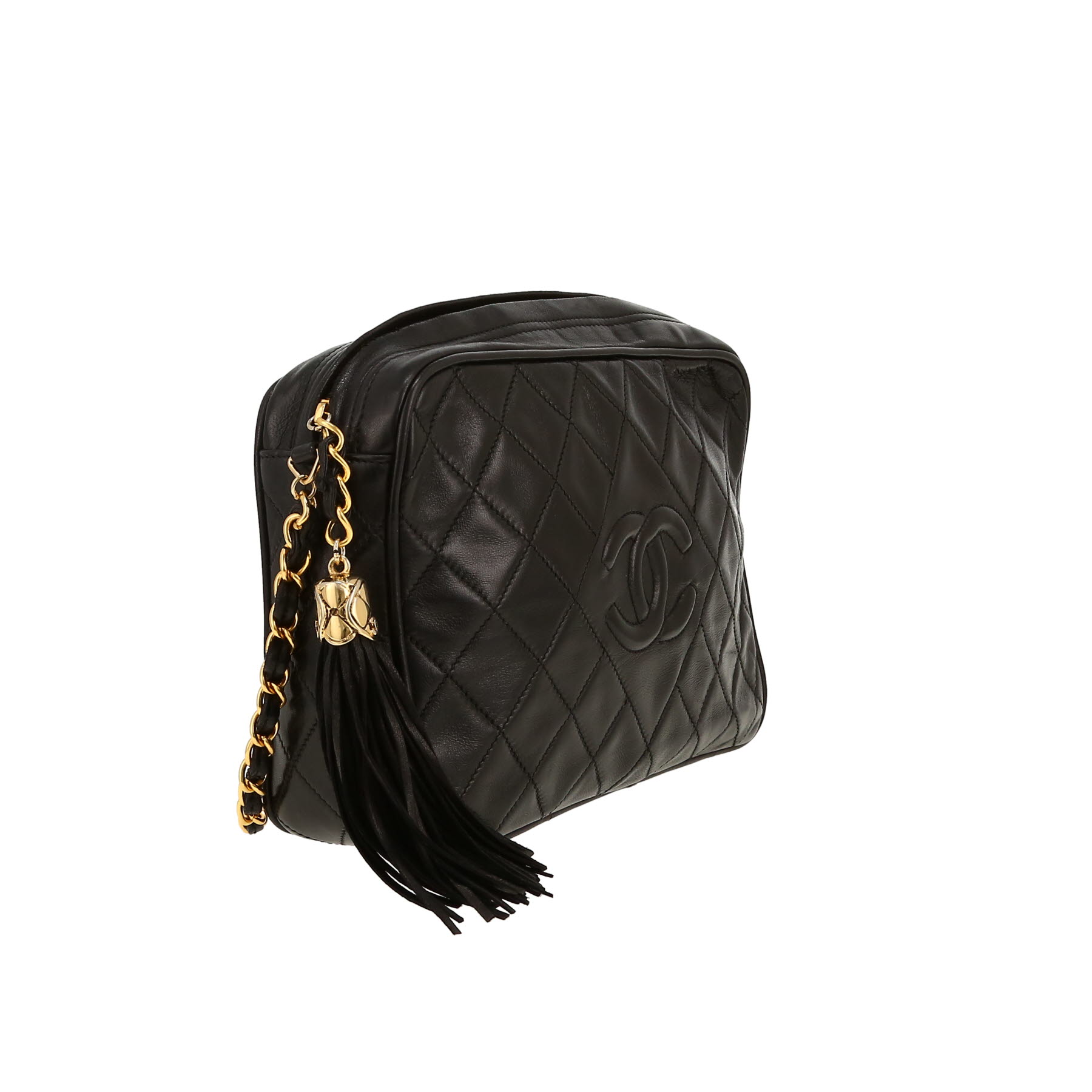 Sac bandoulière Chanel  Camera en cuir matelassé noir
