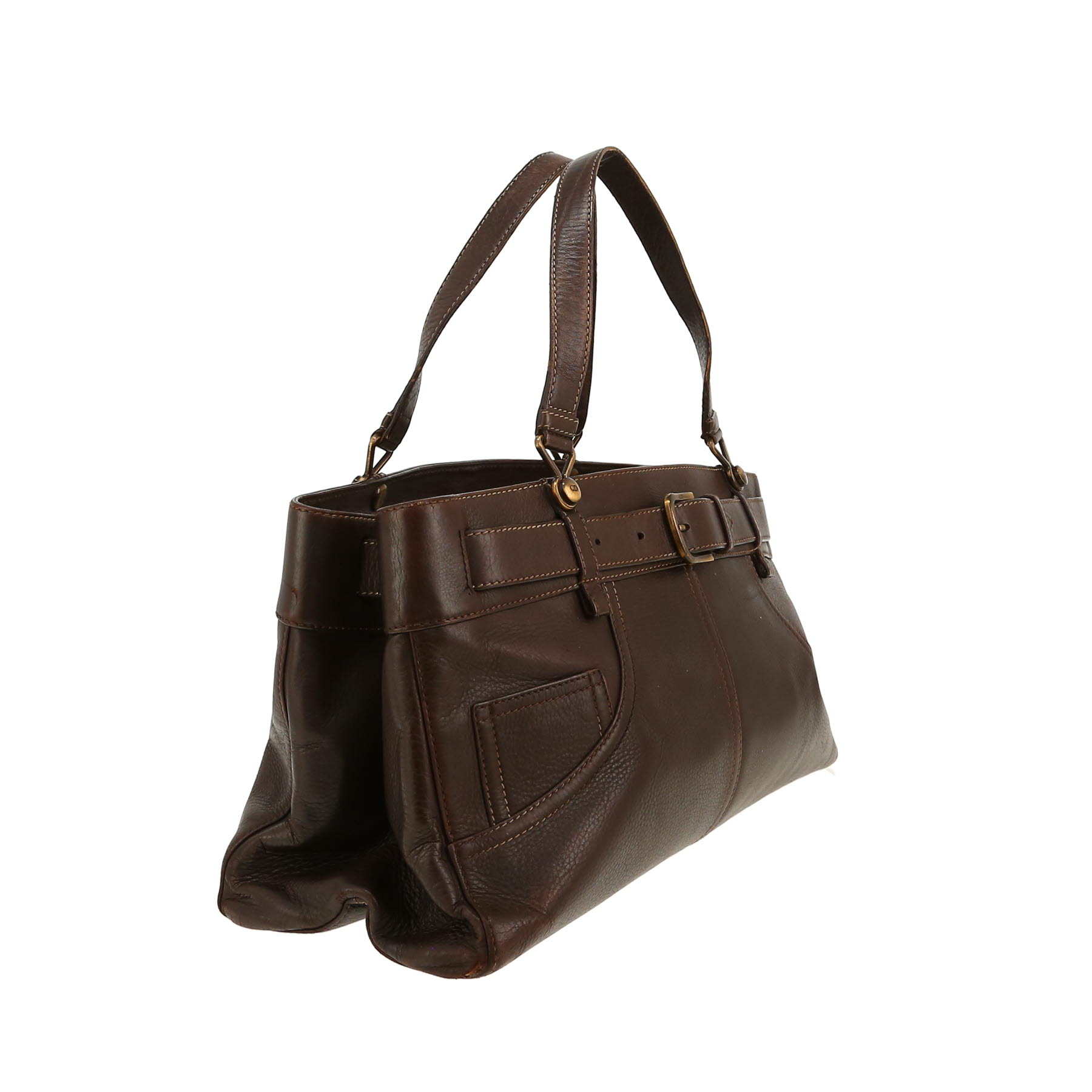 Dior  Jeans Pocket handbag  in brown grained leather