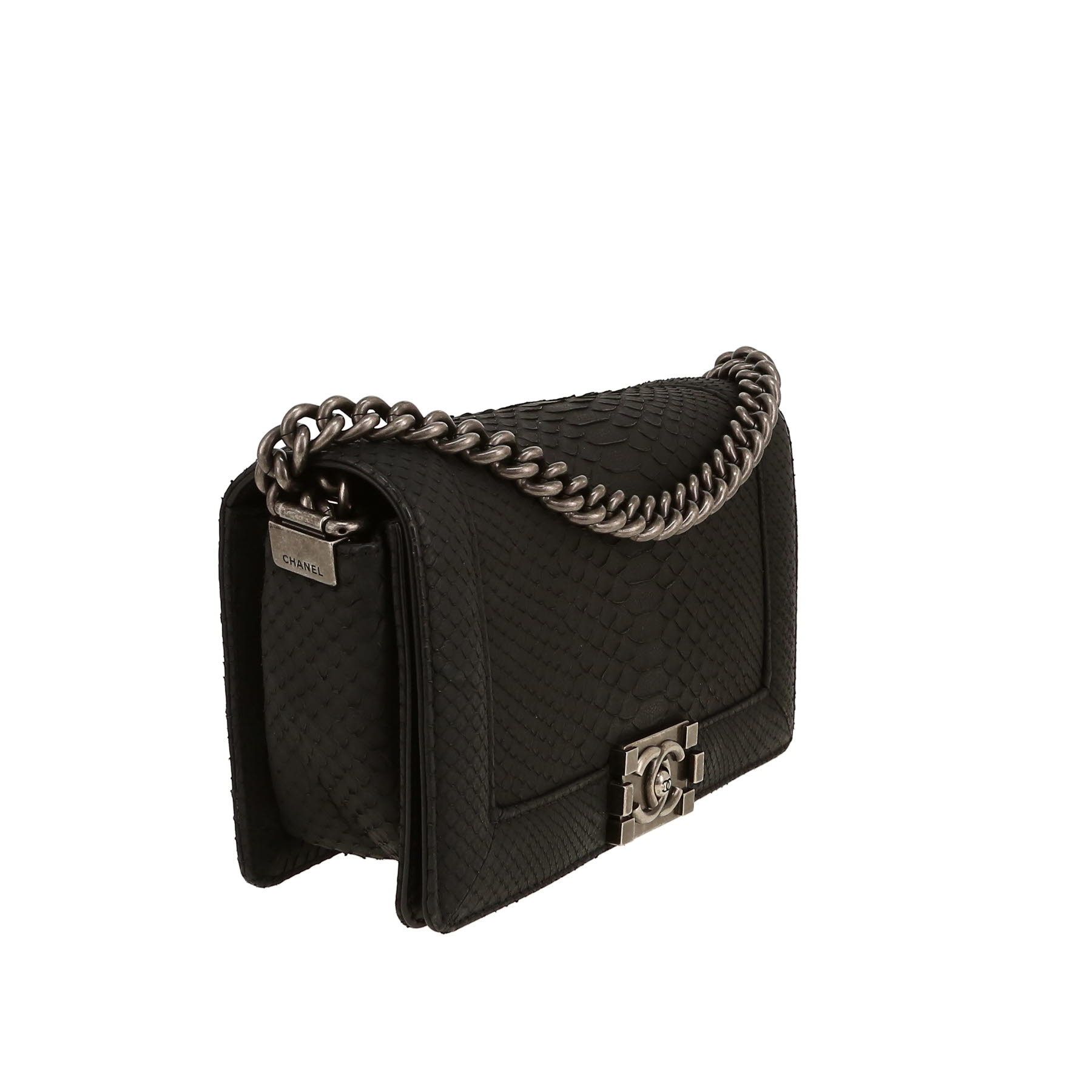 Chanel  Boy shoulder bag  in black python