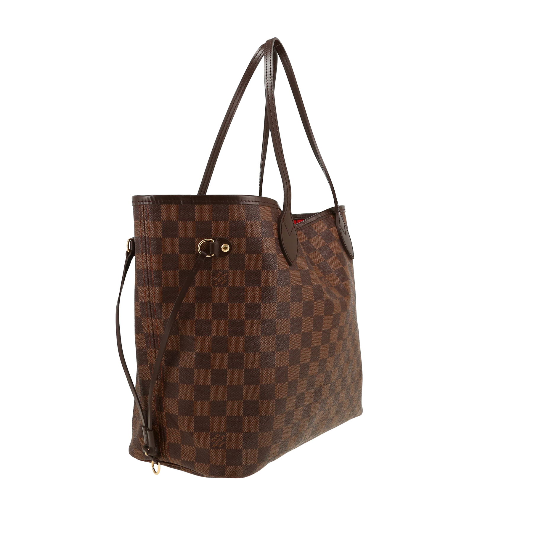 Louis Vuitton  Neverfull shopping bag  in ebene damier canvas  and brown leather
