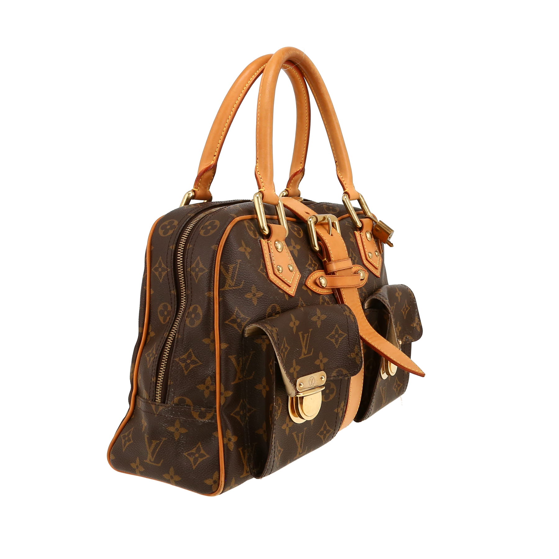 Sac à main Louis Vuitton  Manhattan en toile monogram marron et cuir naturel