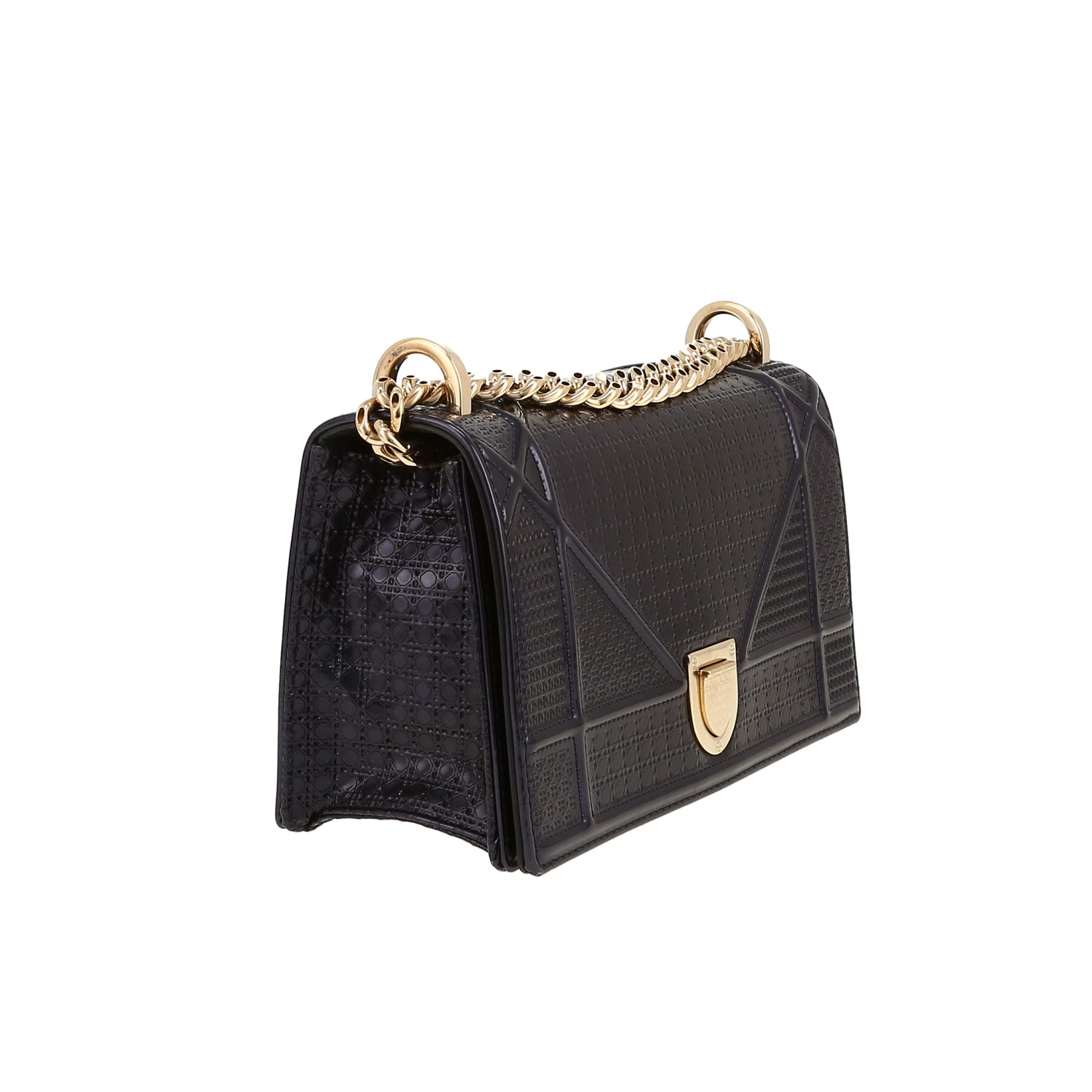 Sac bandoulière Dior  Diorama en cuir verni bleu-marine