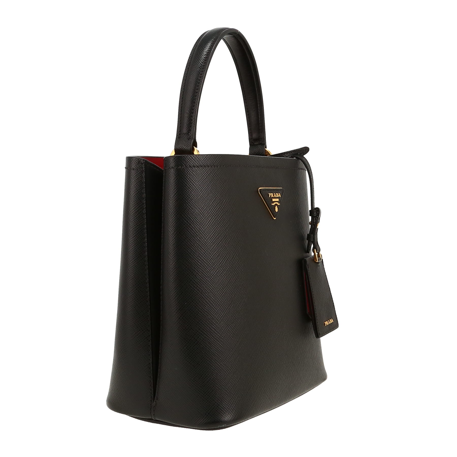 Bolso de mano Prada  Double en cuero saffiano y negro