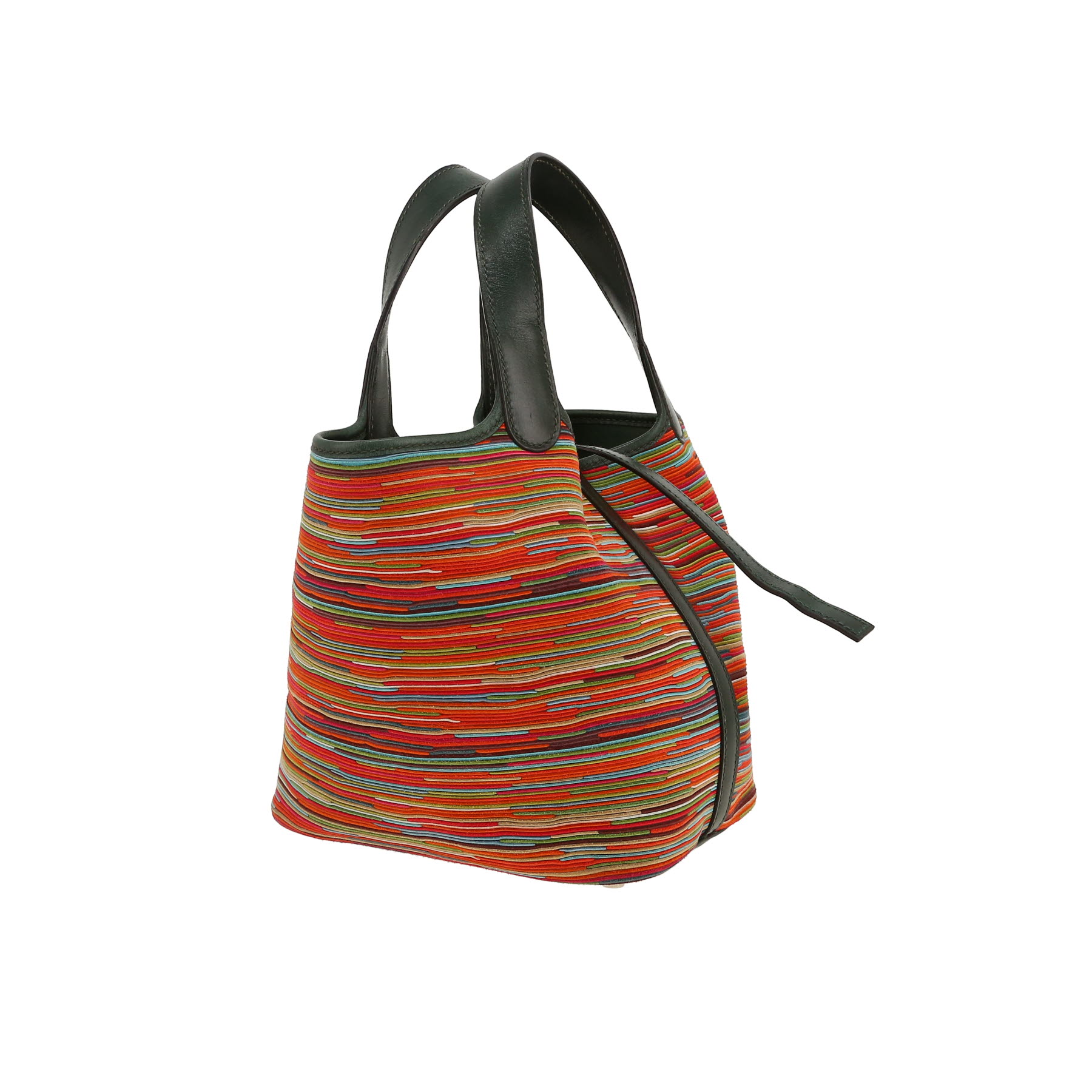 Hermès  Picotin 18 cm handbag  in multicolor vibrato leather  and green box leather