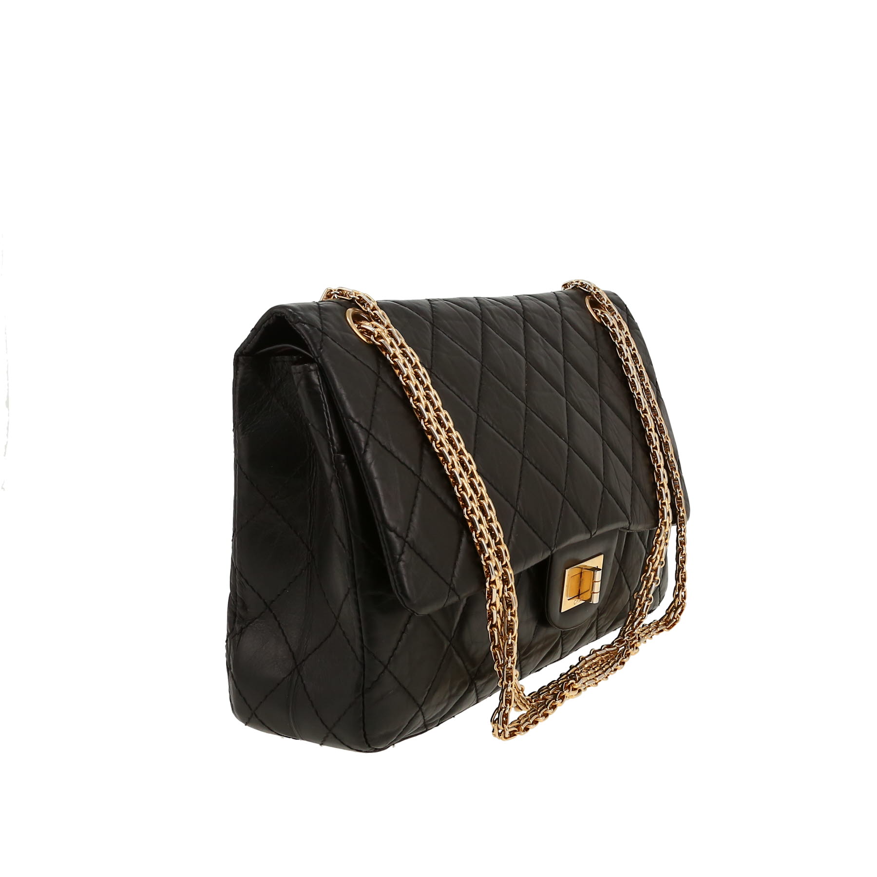 Chanel  2.55 shoulder bag  in black quilted leather