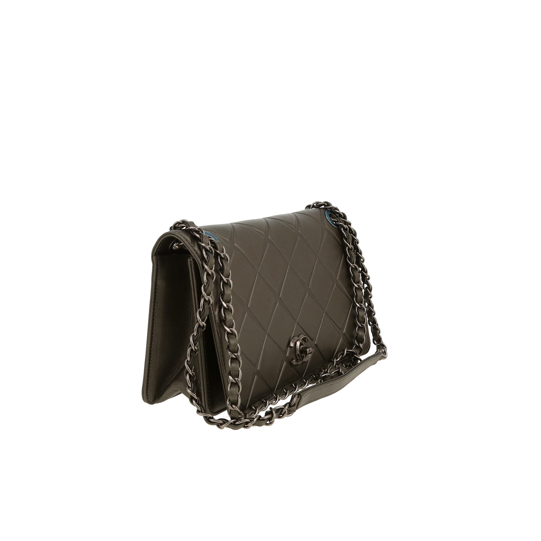 Borsa a tracolla Chanel   in pelle grigio metallizzato