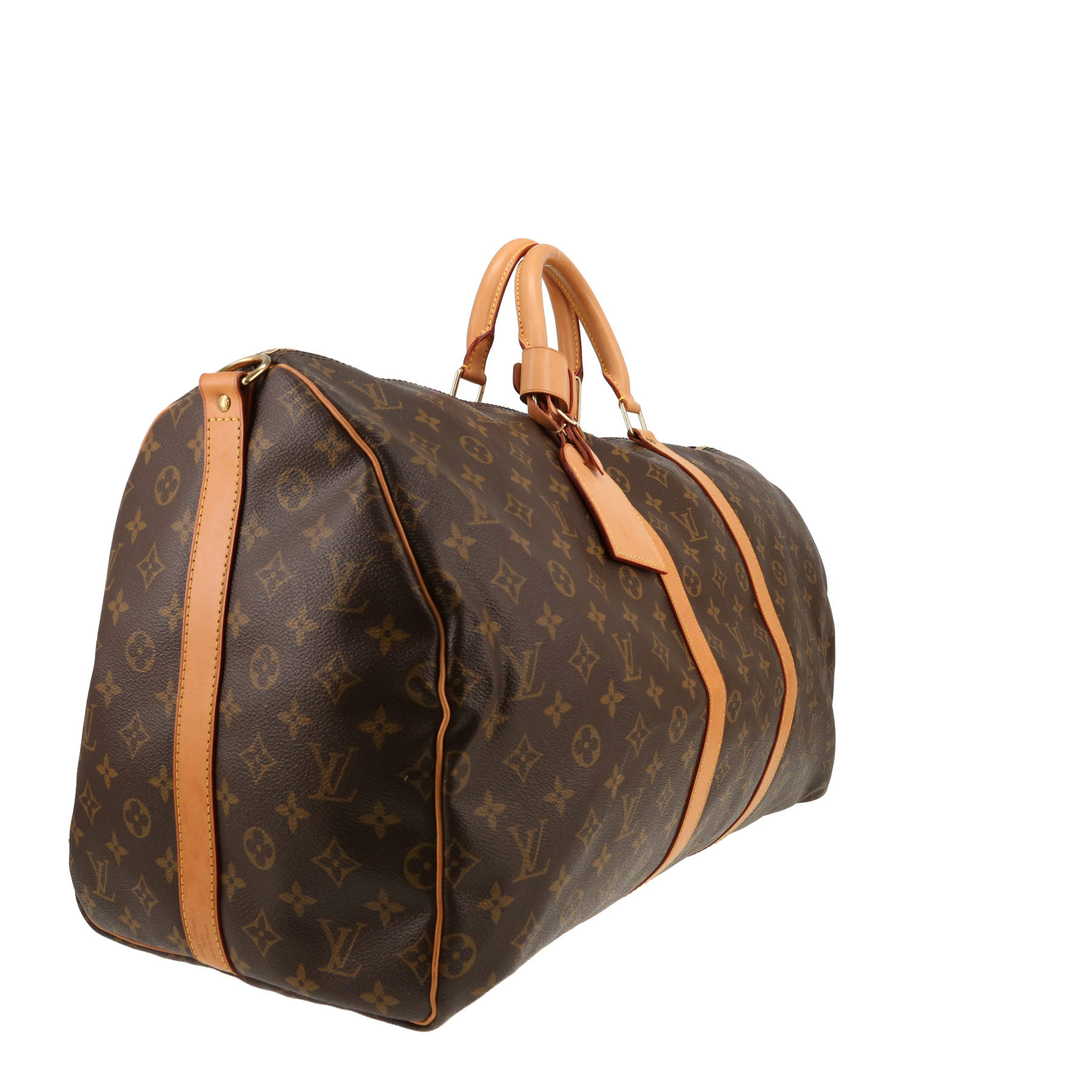 Louis Vuitton Keepall 55 travel bag in brown Monogram canvas and natural leather