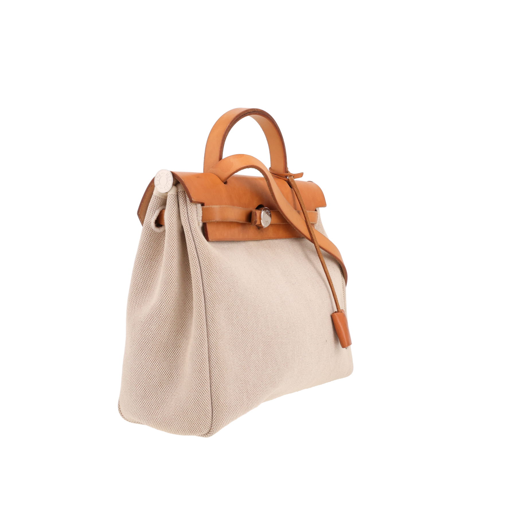 Hermès  Herbag handbag  in beige canvas  and Hunter cowhide