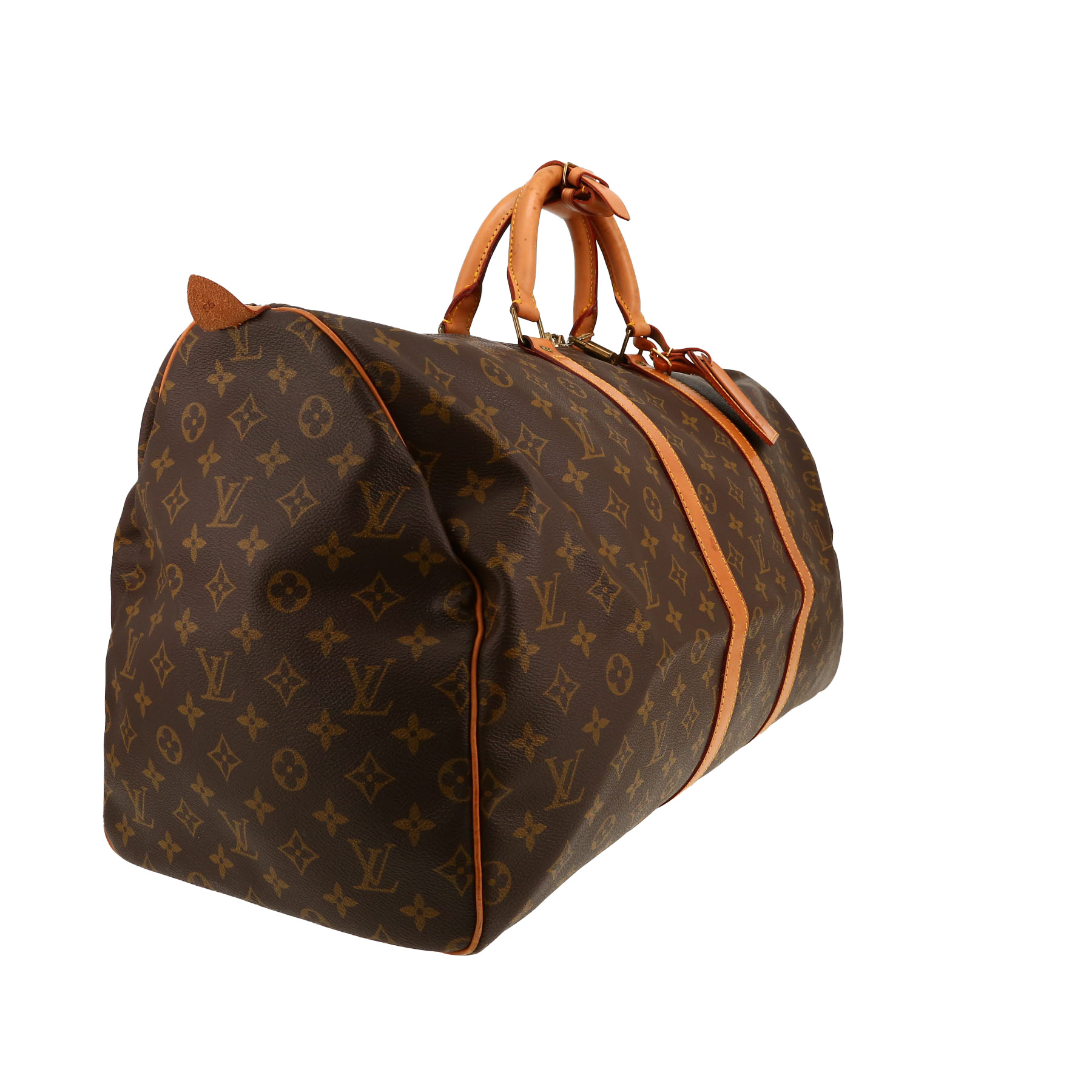 Louis Vuitton  Keepall 55 travel bag  in brown monogram canvas  and natural leather
