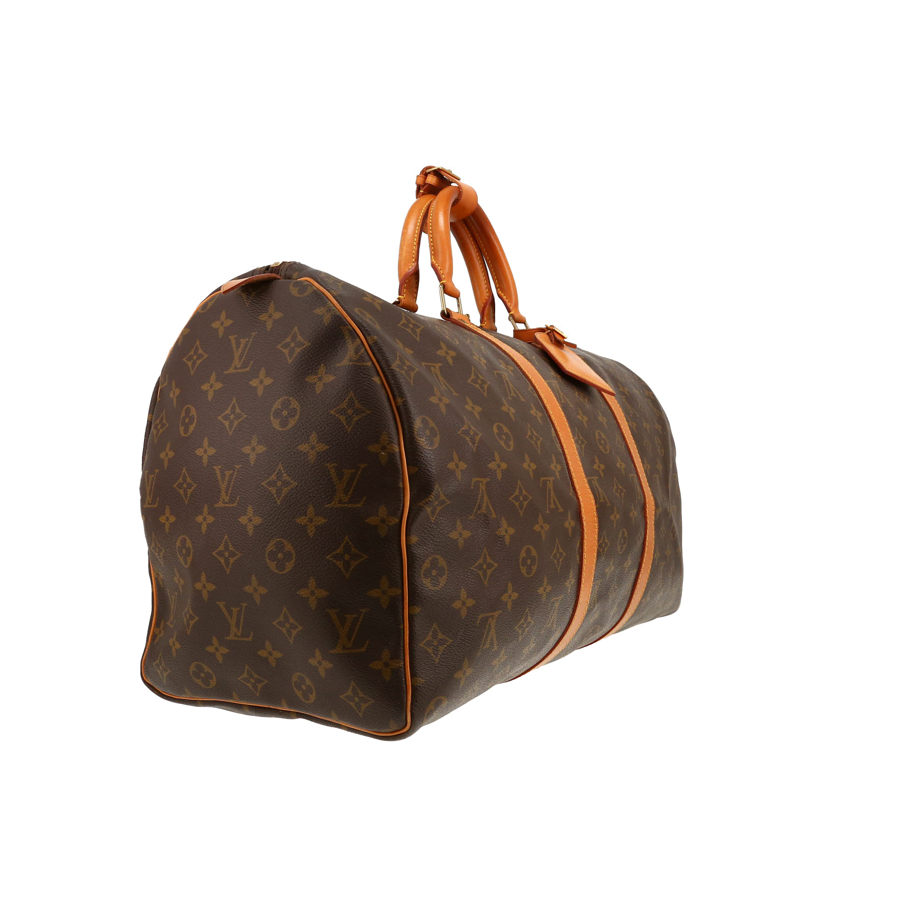Louis Vuitton  Keepall 50 travel bag  in brown monogram canvas  and natural leather