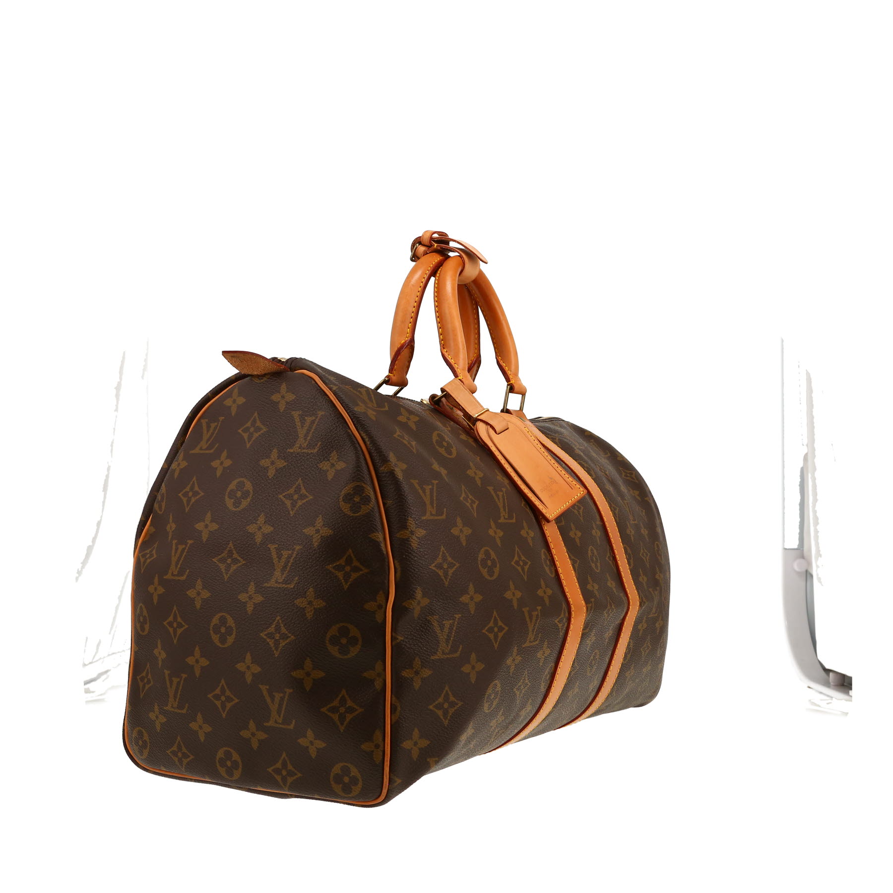 Louis Vuitton  Keepall 45 travel bag  in brown monogram canvas  and natural leather