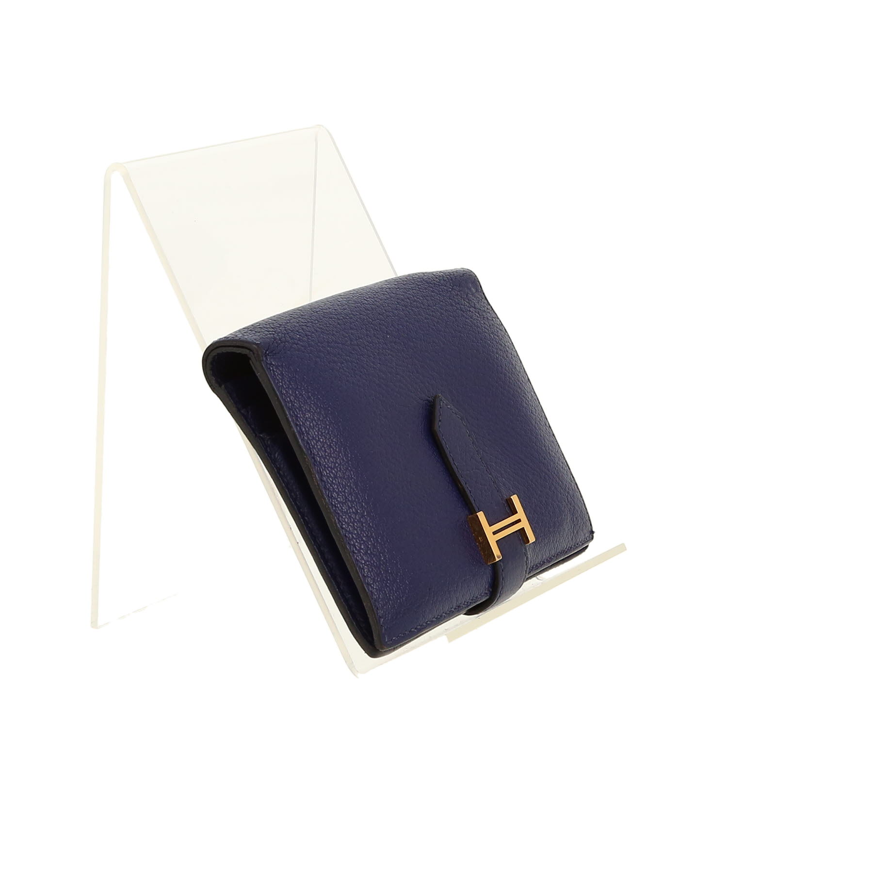 Portefeuille Hermès  Bearn en cuir Mysore bleu
