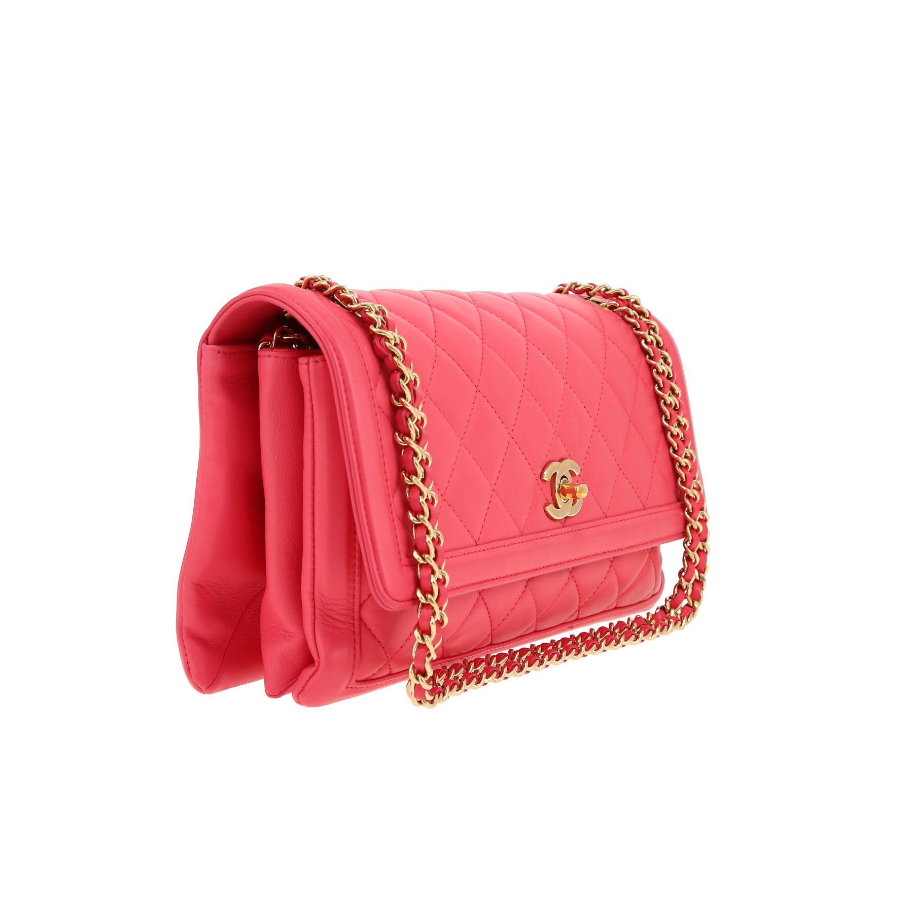 Chanel   handbag  in pink quilted leather