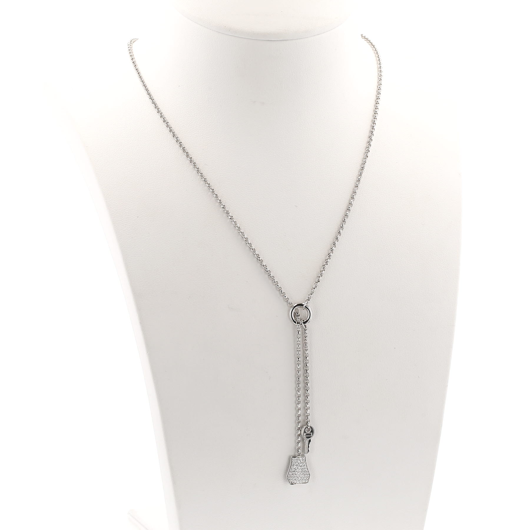 Hermès Kelly Clochette small model necklace in white gold and diamonds