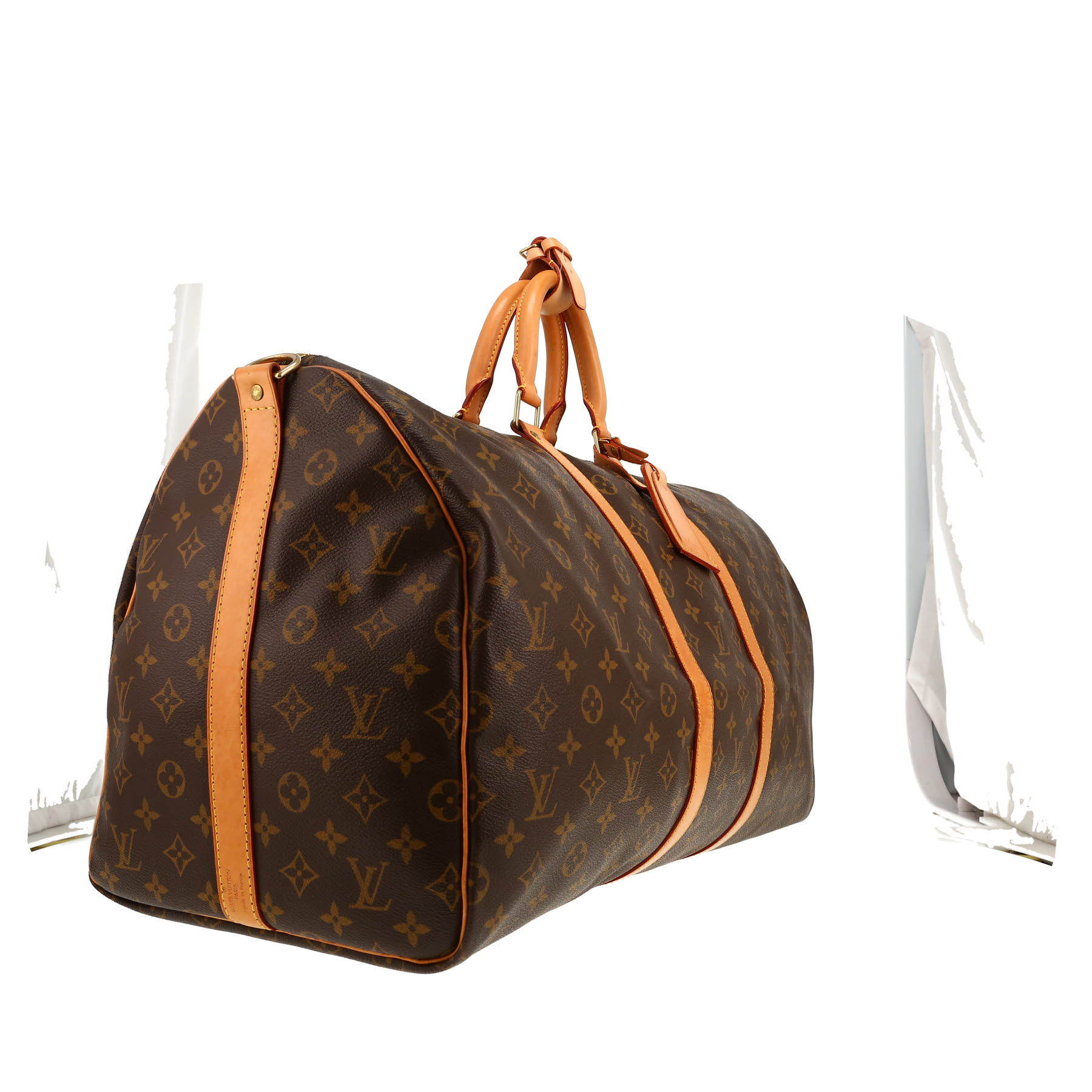 Louis Vuitton  Keepall 55 travel bag  in brown monogram canvas  and natural leather