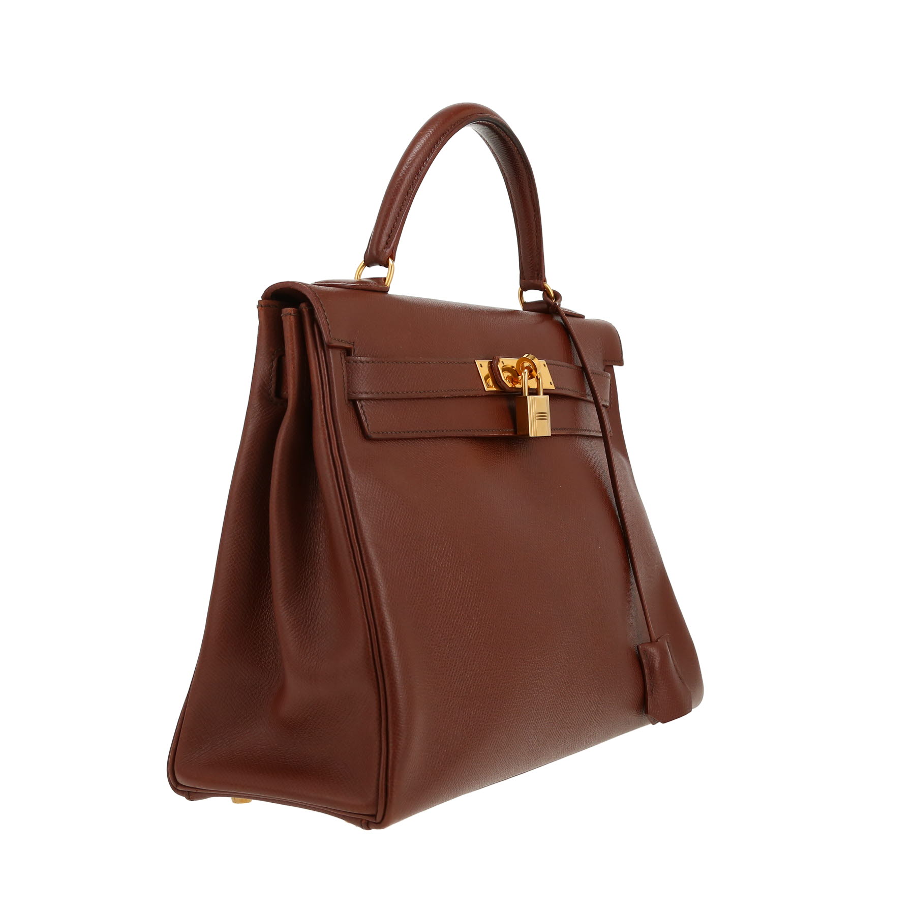 Hermès  Kelly 32 cm handbag  in brown Courchevel leather
