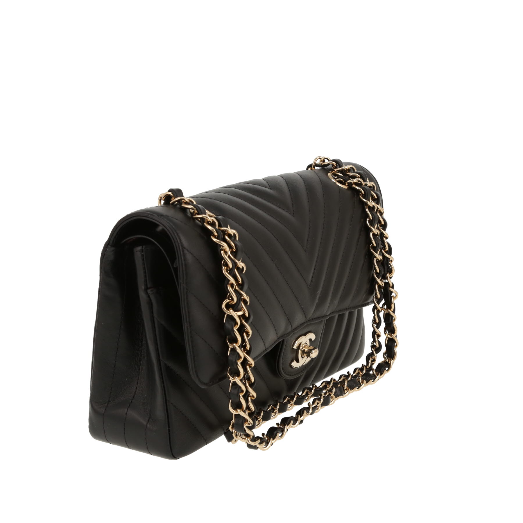 Chanel  Timeless Classic handbag  in black chevron quilted leather